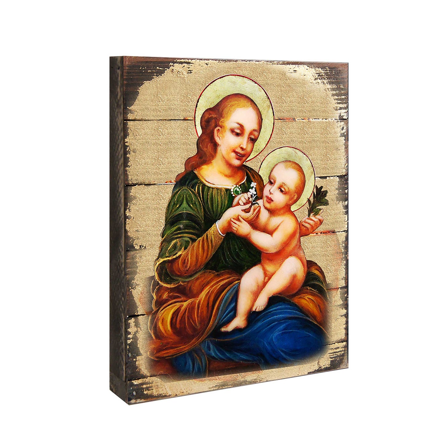 Virgin Mary Directress Wooden Gold Plated Religious Christian odox Sacred Icon - Inspirational Icon Decor - 85031