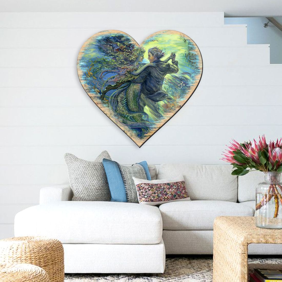 For the Love of a Mermaid Wall Hanger by Josephine Wall - Coastal Sea-Life Decor - 8472111H-JW