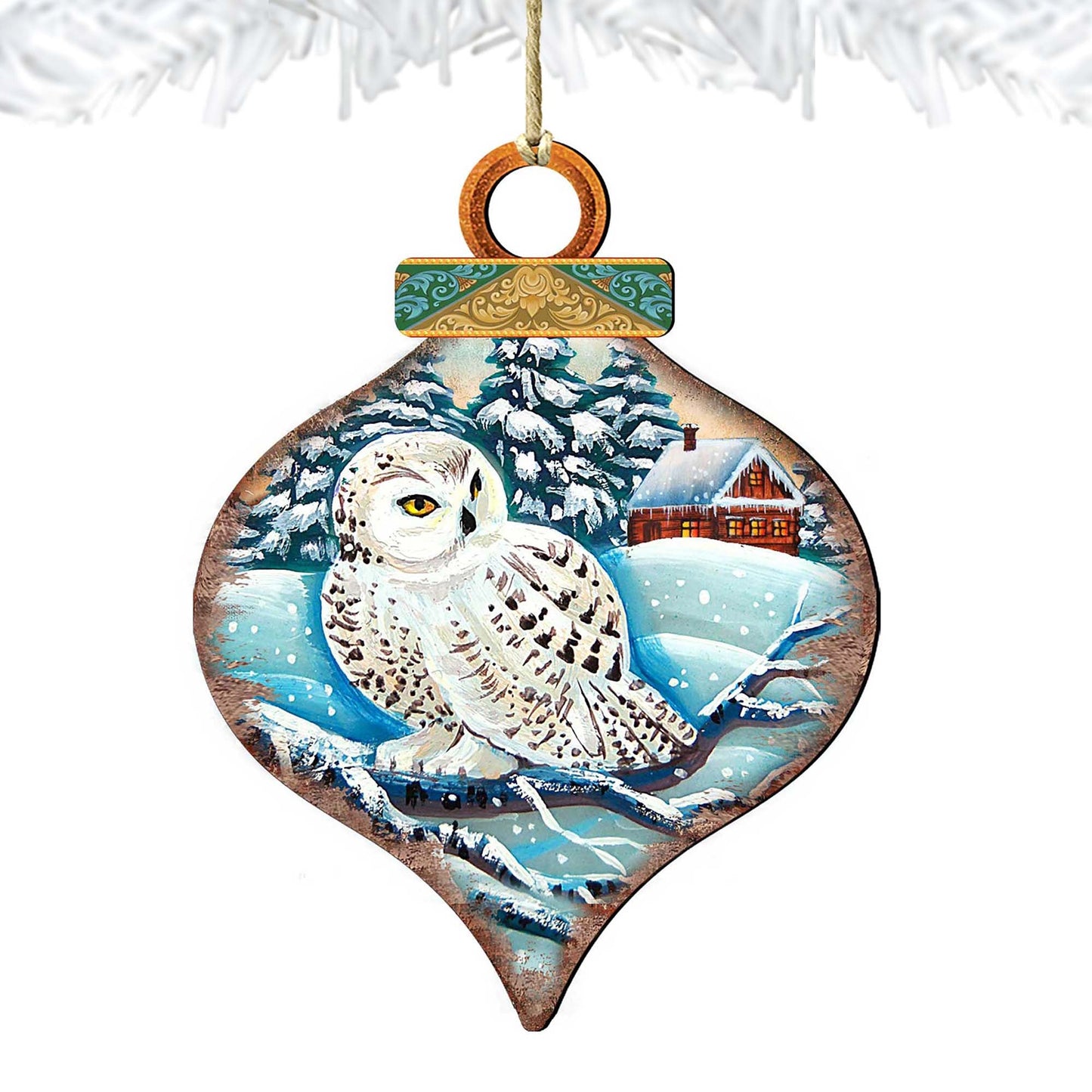 White Owl Drop Wooden Ornaments by G. DeBrekht - Wildlife Holiday Decor - 8035213