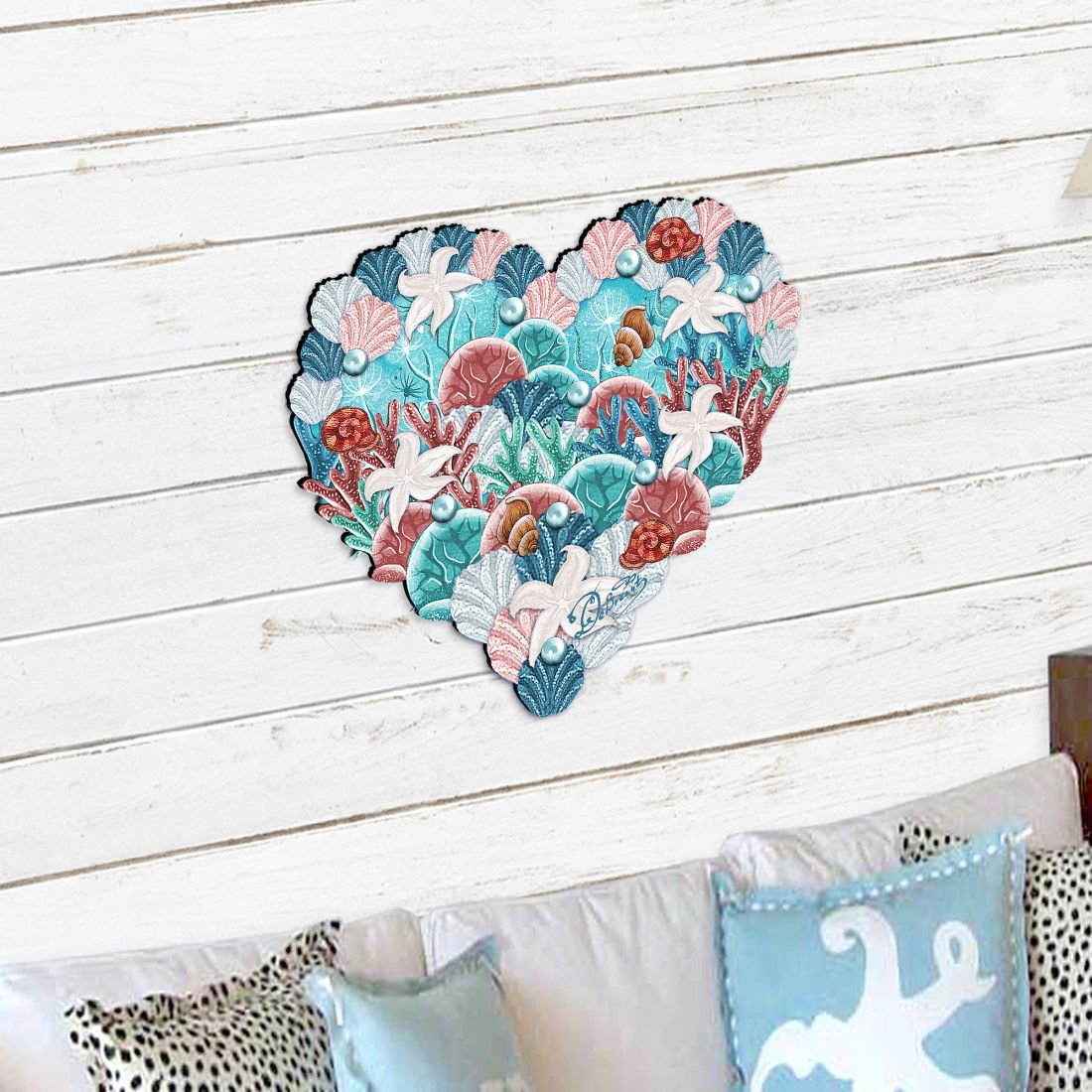 Coastal Heart Door Decor by G. DeBrekht - Coastal Holiday Decor - 8198737H