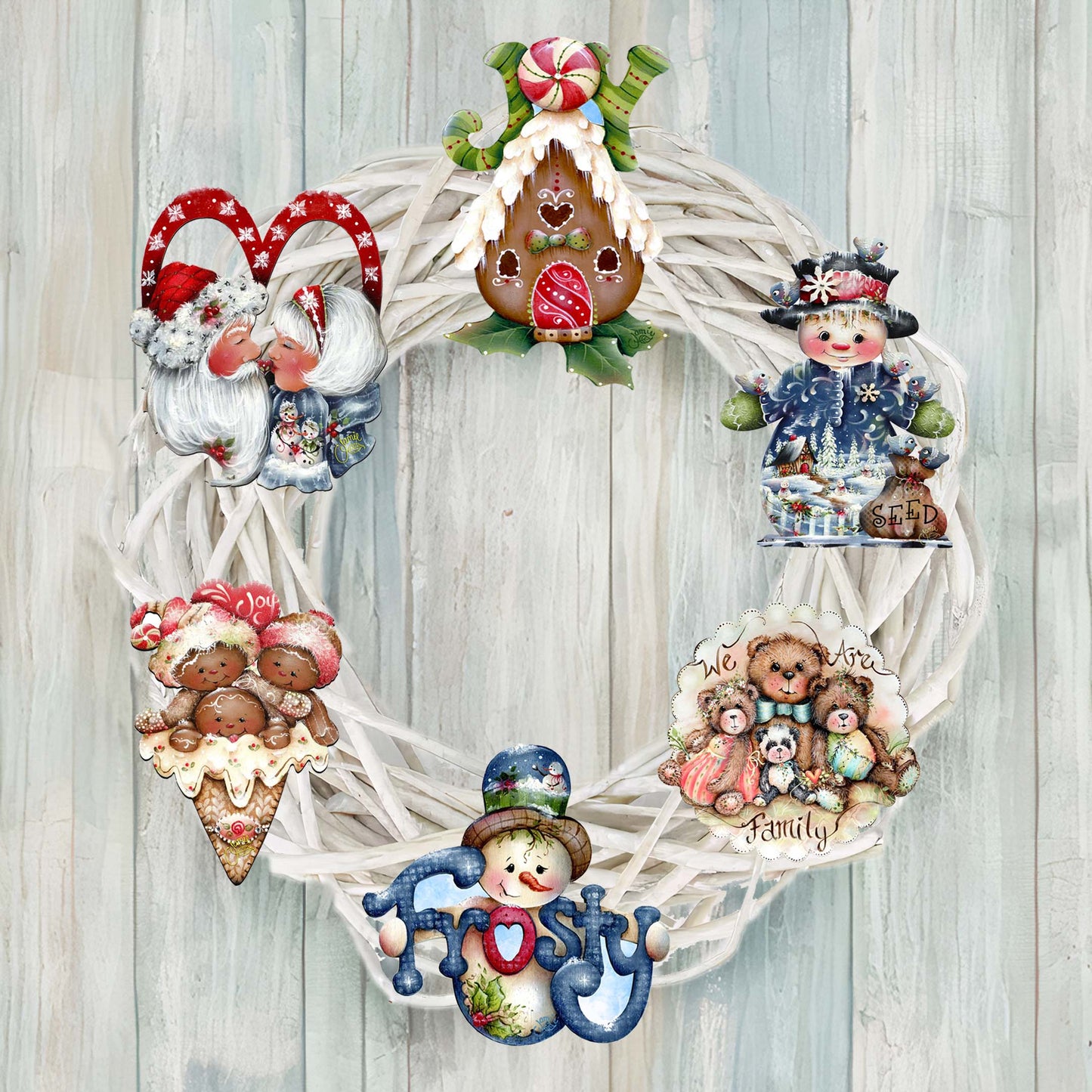 Merry Christmas  Decorative Wooden Clip-on Ornaments Set of 6 by Jamie Mills-Price - Christmas Decor - 8090136C-S6