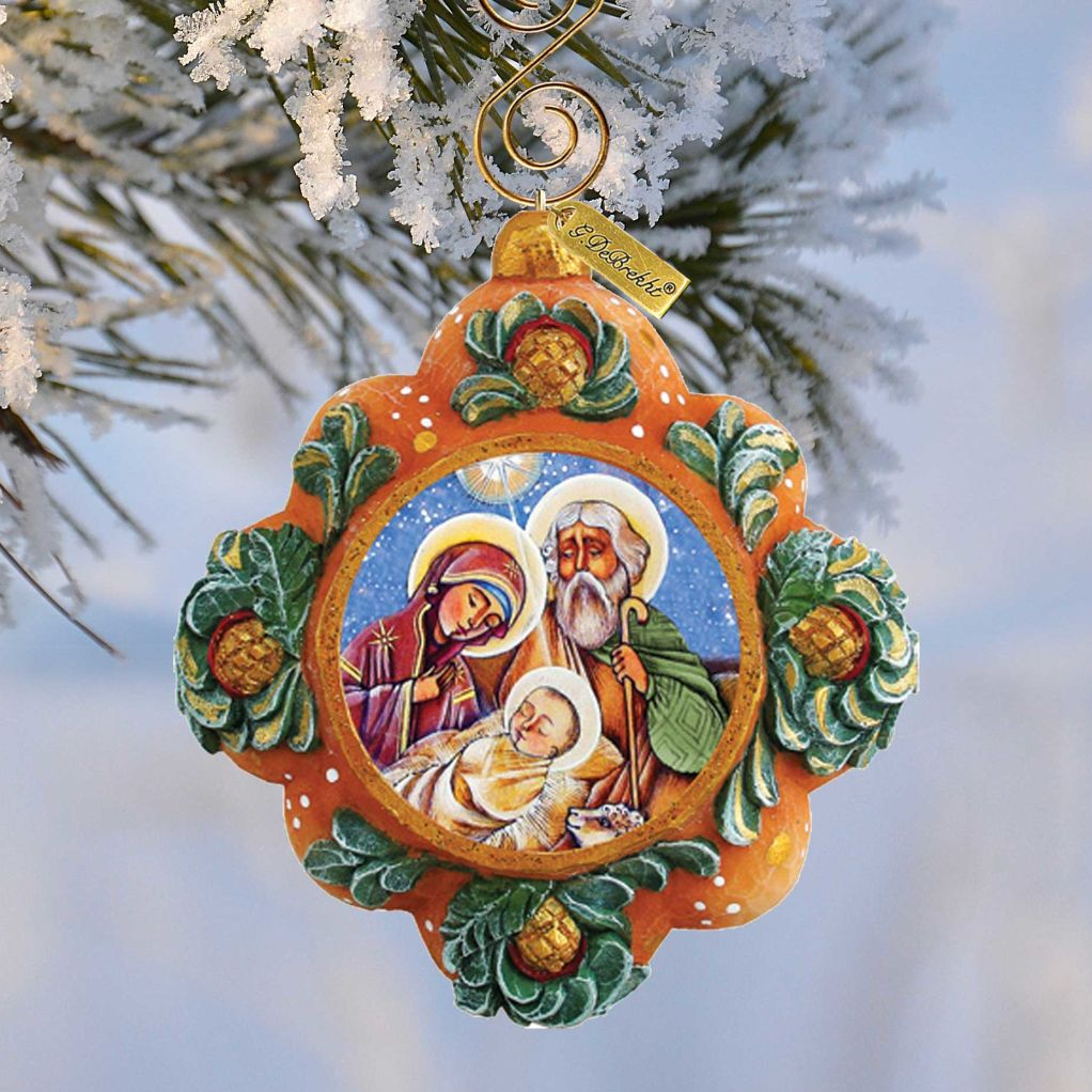 Nativity Sculpted Hand-Painted Christmas Ornament by G. DeBrekht - Nativity Holiday Decor - 61025122