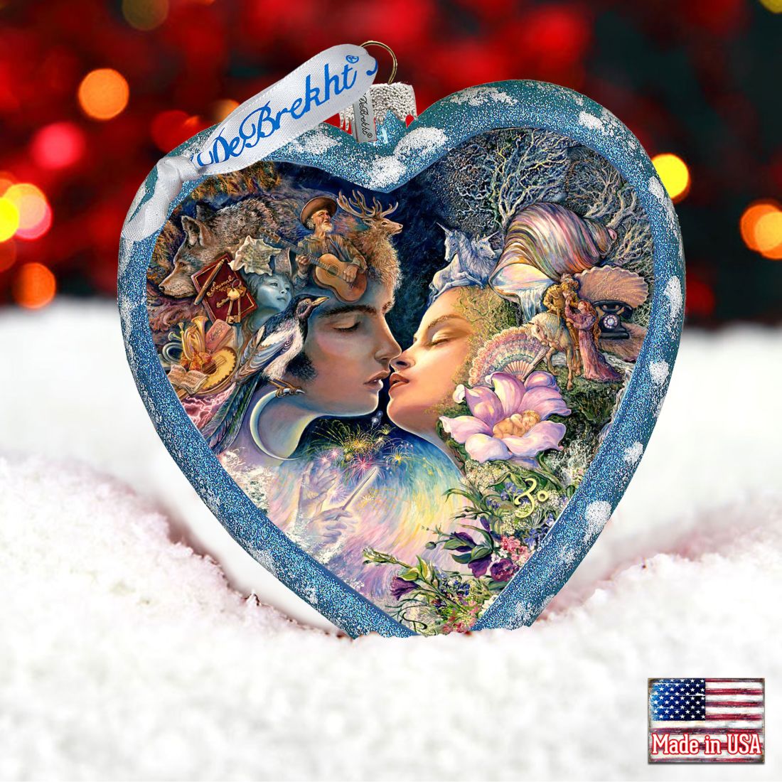 Magic Kiss Heart Glass Ornament Limited Edition by Josephine Wall - Christmas Decor - 738-408-JW