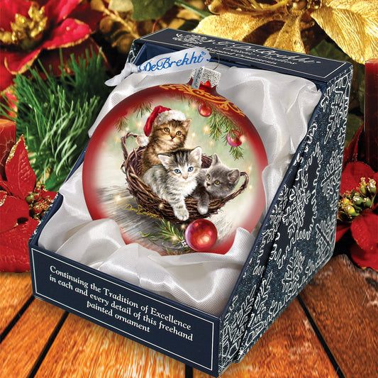 Christmas Kittens Glass Ornament by D. Gelsinger - Christmas Décor - 71101-1607