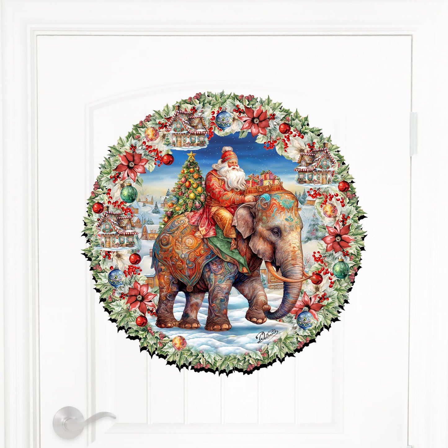 Santa on Elephant Holiday Door Decor  by G. Debrekht - Christmas Decor - 8611043H