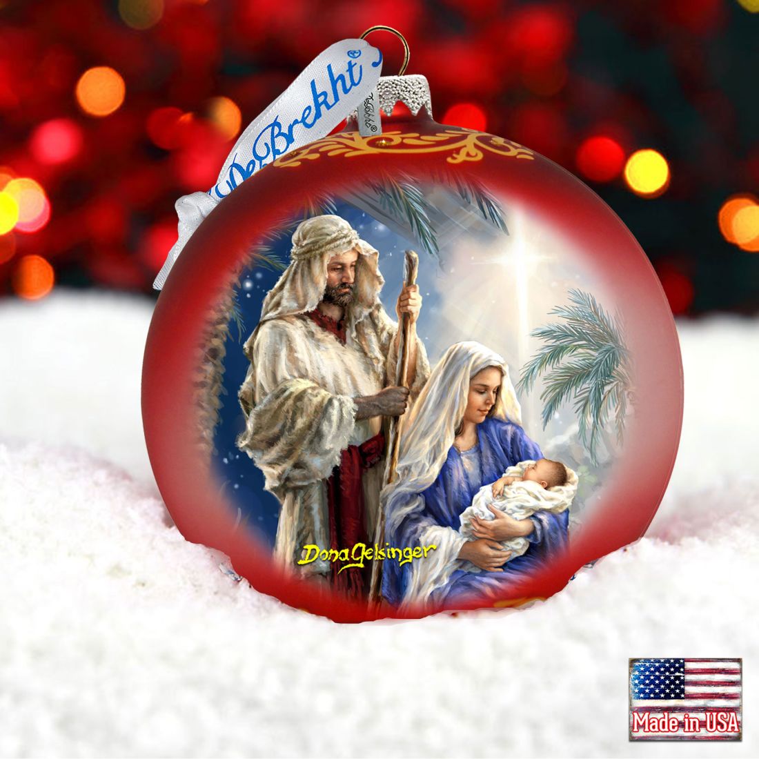 Holy Night Glass Ornament Limited Edition by D. Gelsinger - Nativity Holiday Decor - 73894R-DG