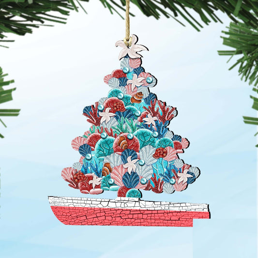 Coastal Boat Tree Wooden Ornaments by G. DeBrekht - Coastal Holiday Decor - 8193149-2