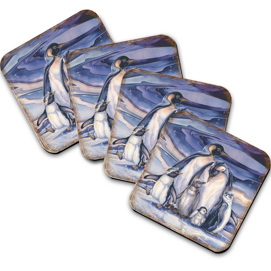 Penguin Family Wooden Cork Coasters Gift Set of 4 by J. Bergsma - Coastal Wildlife Decor  - 8199472C-S4-S4 (Copy)