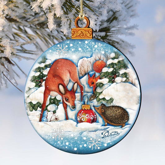 Forest Friends Ball Wooden Ornaments by G. DeBrekht - Wildlife Holiday Decor - 8173412