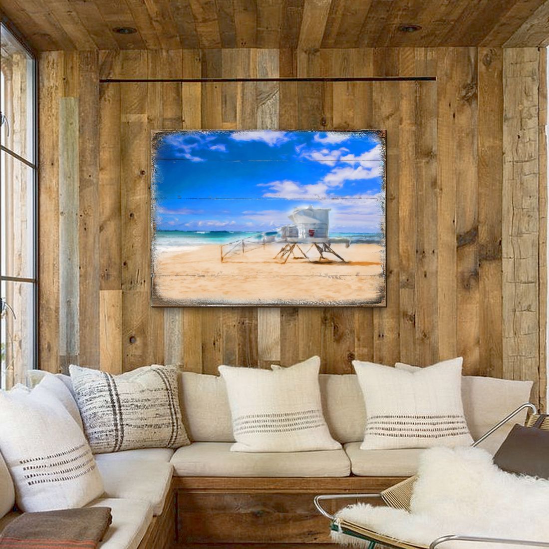 Spady Beach Lifeguard Tower Wooden Coastal Wall Art by Nature Wonders - Coastal Sea-Life Decor - 95262B
