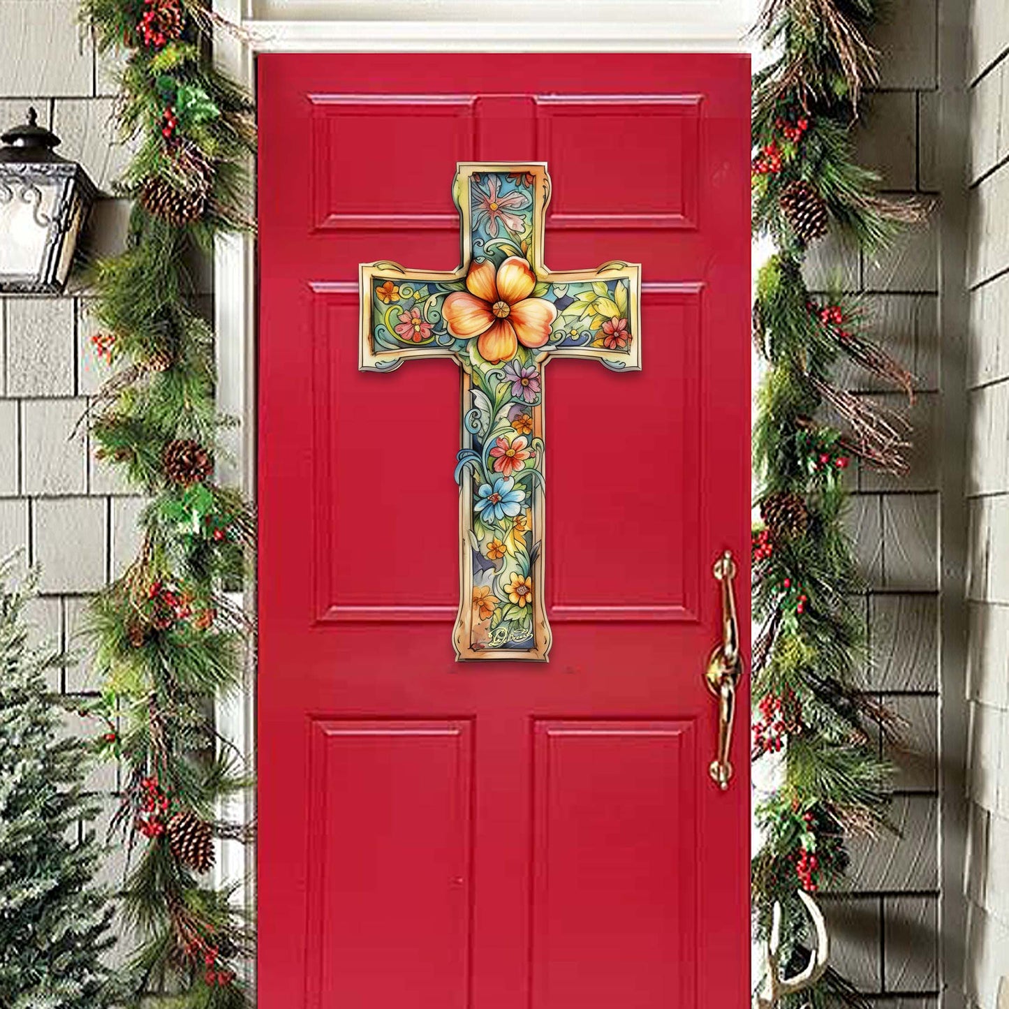 Blossom Cross Holiday Door Decor by G. Debrekht - Easter Spring Decor - 8688165H
