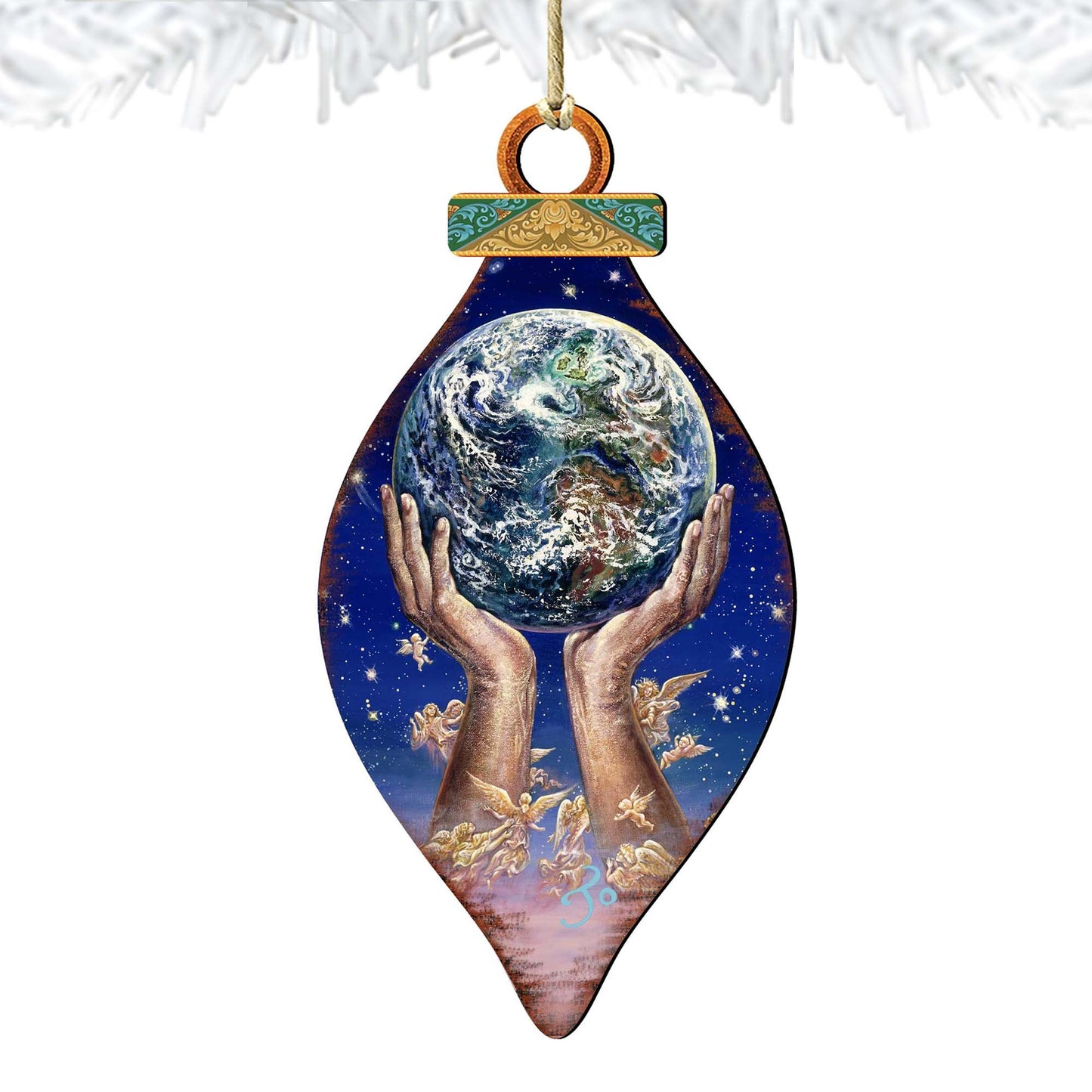 World in my Hands Wooden Ornaments by Josephine Wall - Christmas Decor - 845131-JW