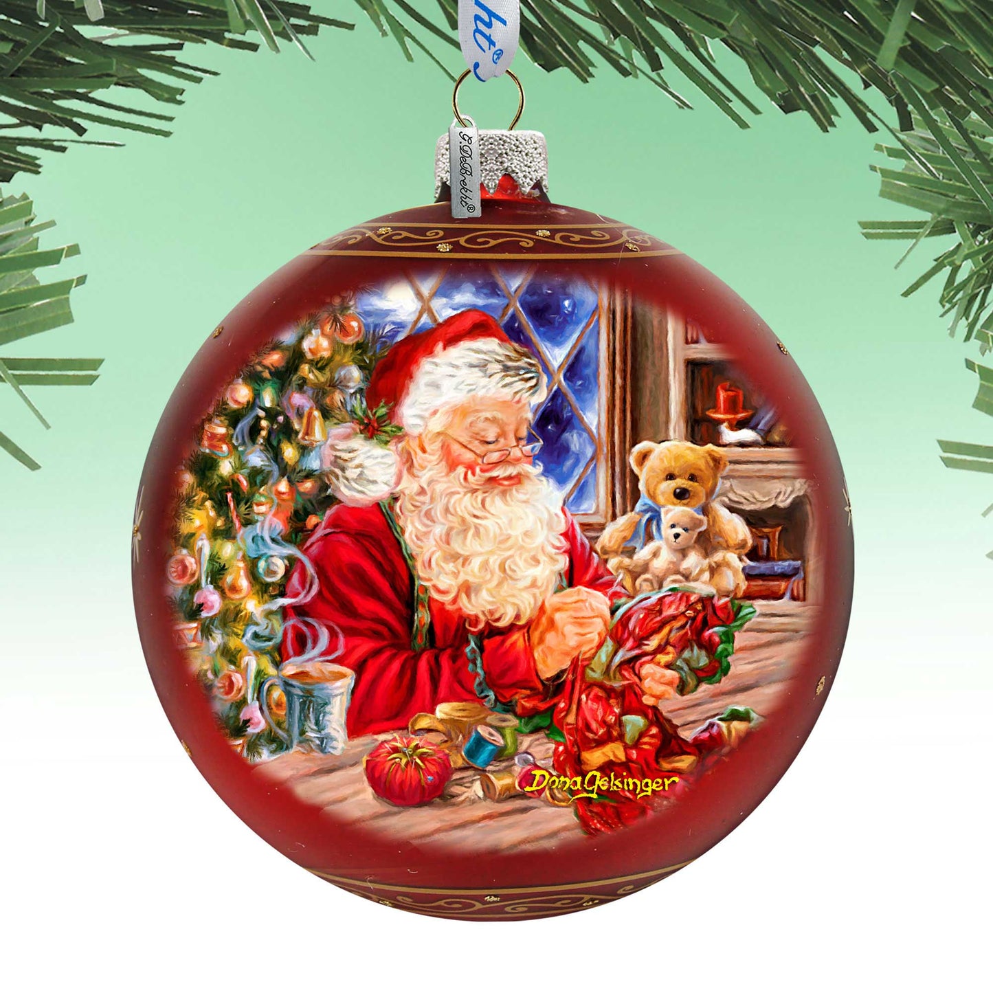 Getting Ready for the Holidays Santa Lg Glass Ornament in Red by Gelsinger - Christmas Decor - 73922R-DG