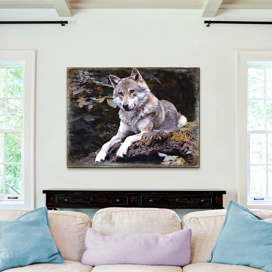 Wolf Art Wooden Wall Art by Nature Wonders - Nature Wildlife Decor  - 95287B