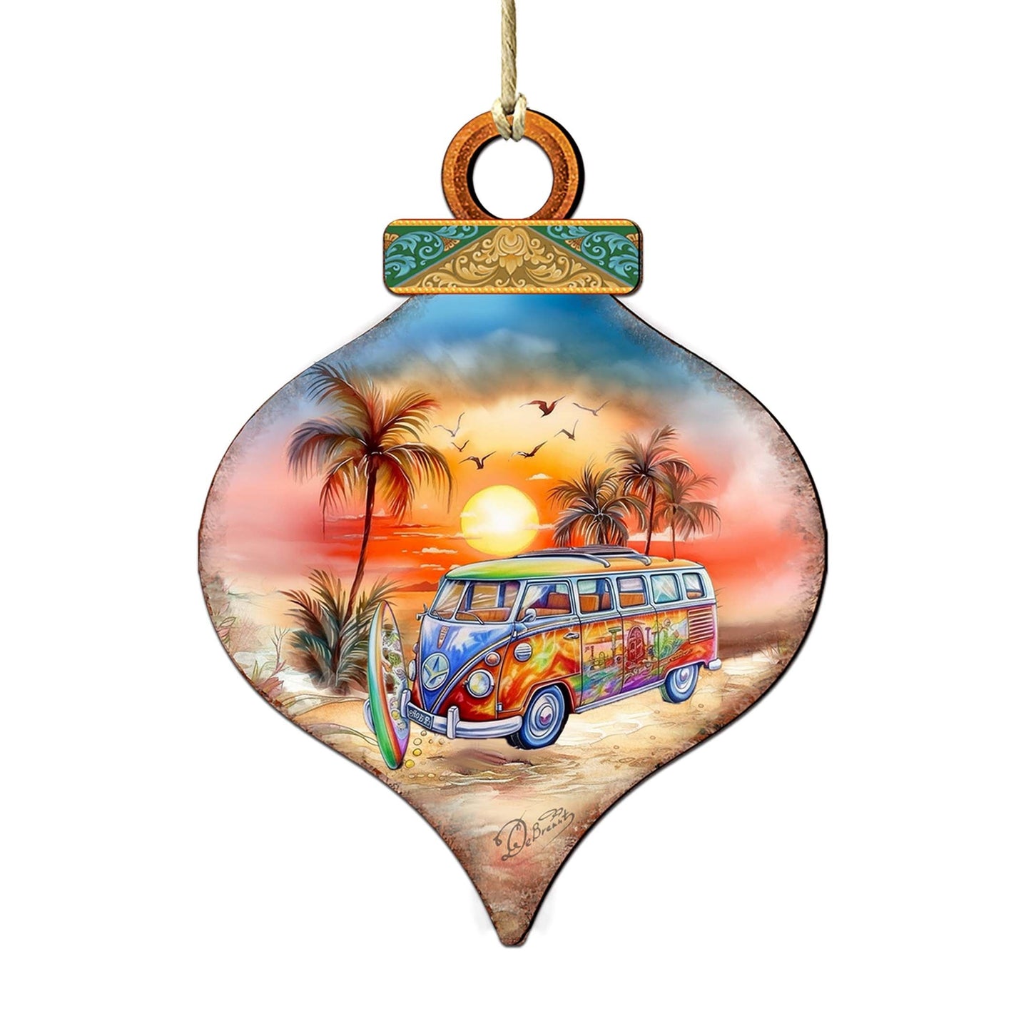 Nautical Christmas Ornaments - Sunset on the Beach Wooden Ornaments by G. DeBrekht Coastal Holiday Decor - 8688170