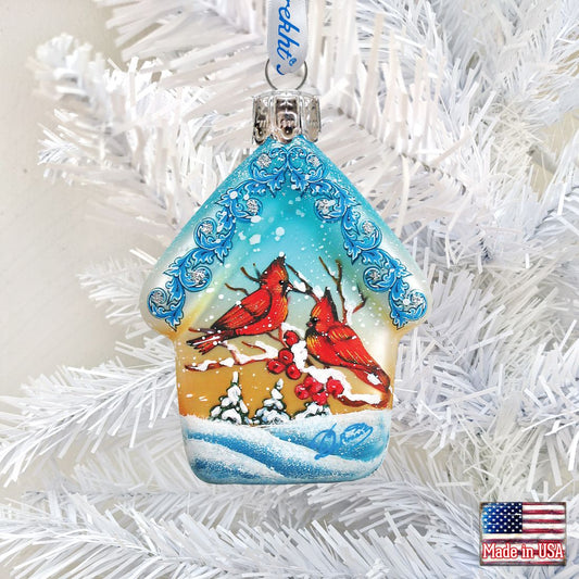 Cardinal House Mercury Glass Ornament by G. DeBrekht - Wildlife Holiday Decor - 739421