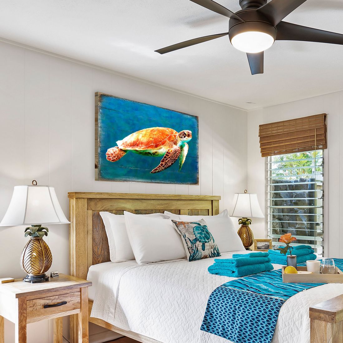 Revis Sea Turtle Wood Wooden Coastal Wall Art by Nature Wonders - Coastal Sea-Life Decor - 95266B