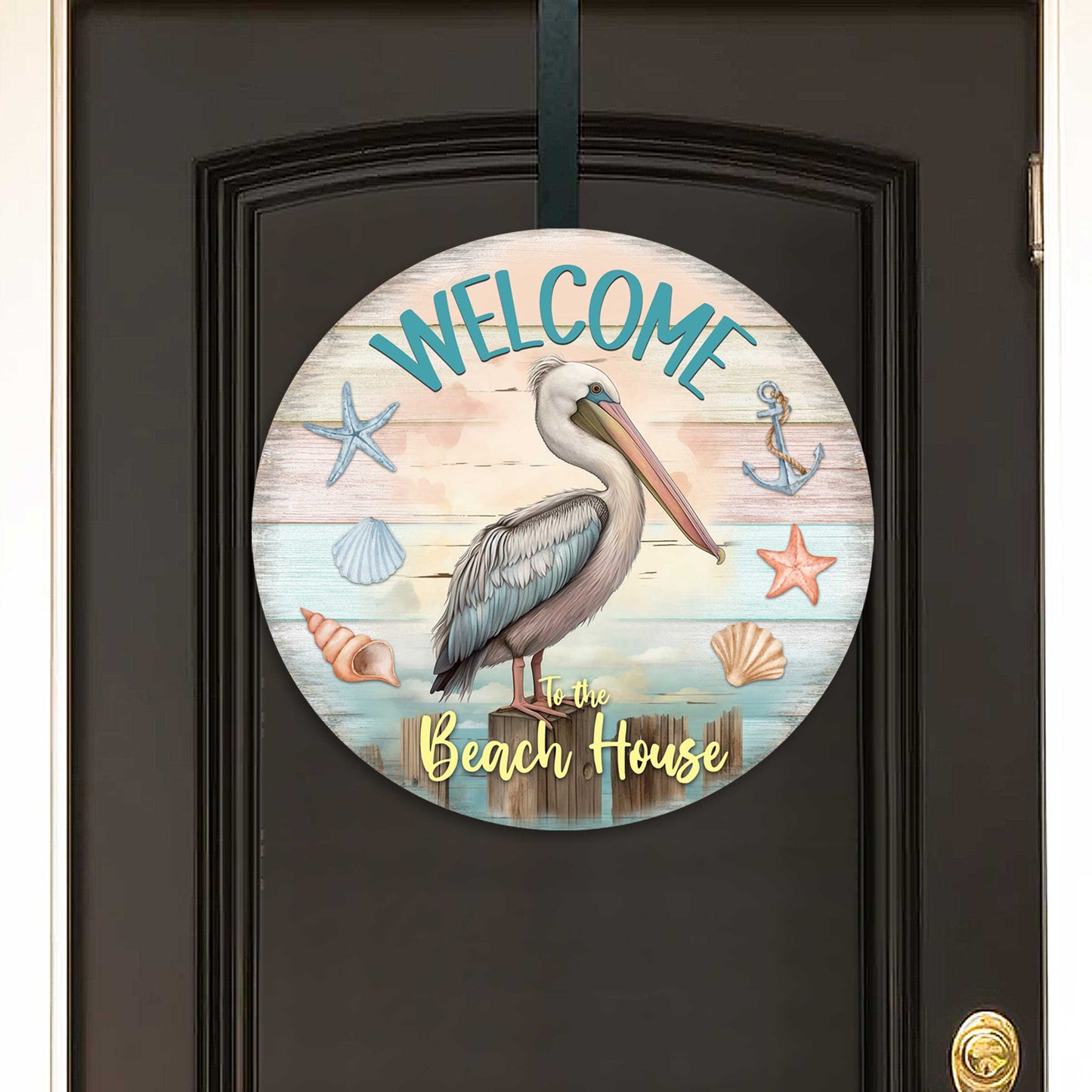 Pelican Welcome Sign Front door welcome sign Main entrance banner Welcome sign - Wooden front porch decor - 933113H