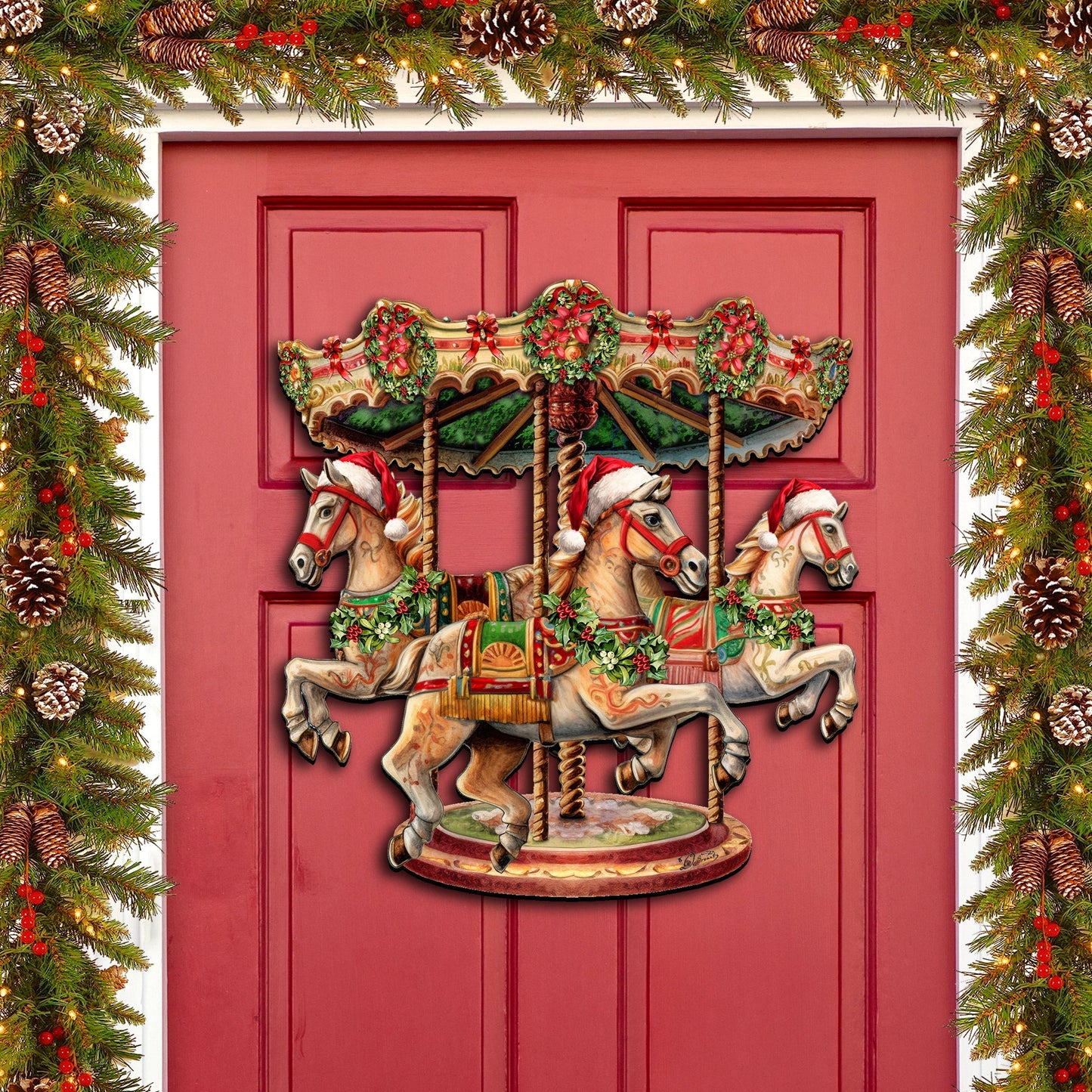 Christmas Carousel Holiday Door Decor  by G. Debrekht - Christmas Decor - 8611030H