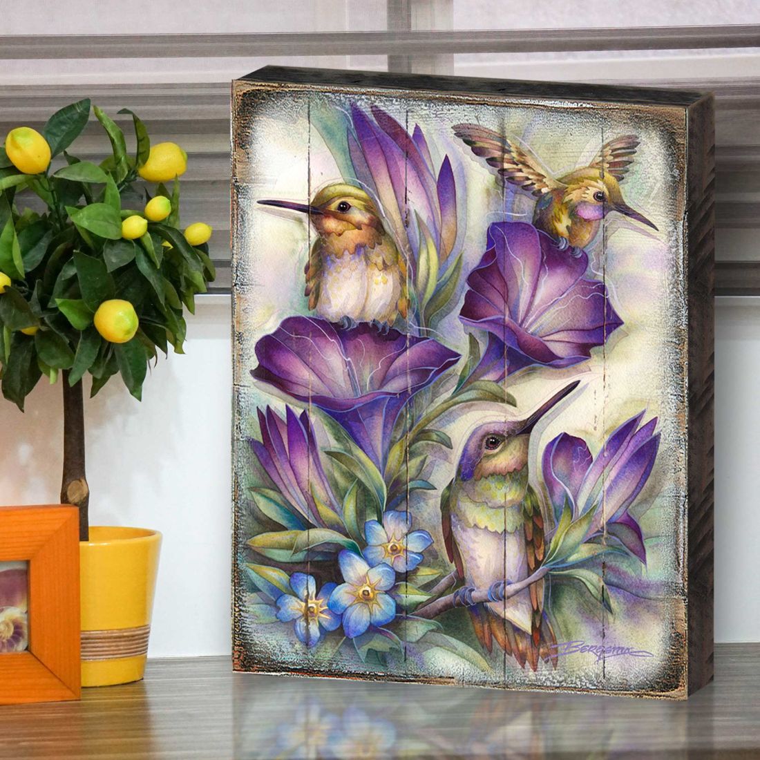 Everlasting Friendship Hummingbirds Wooden Wall Art by J. Bergsma - Nature Wildlife Decor  - 8592936BP-JB