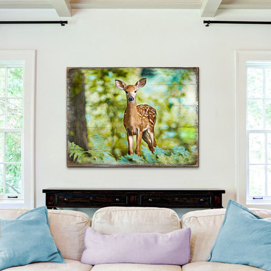 Forest Deer Art Wooden Wall Art by Nature Wonders - Nature Wildlife Decor  - 95290B