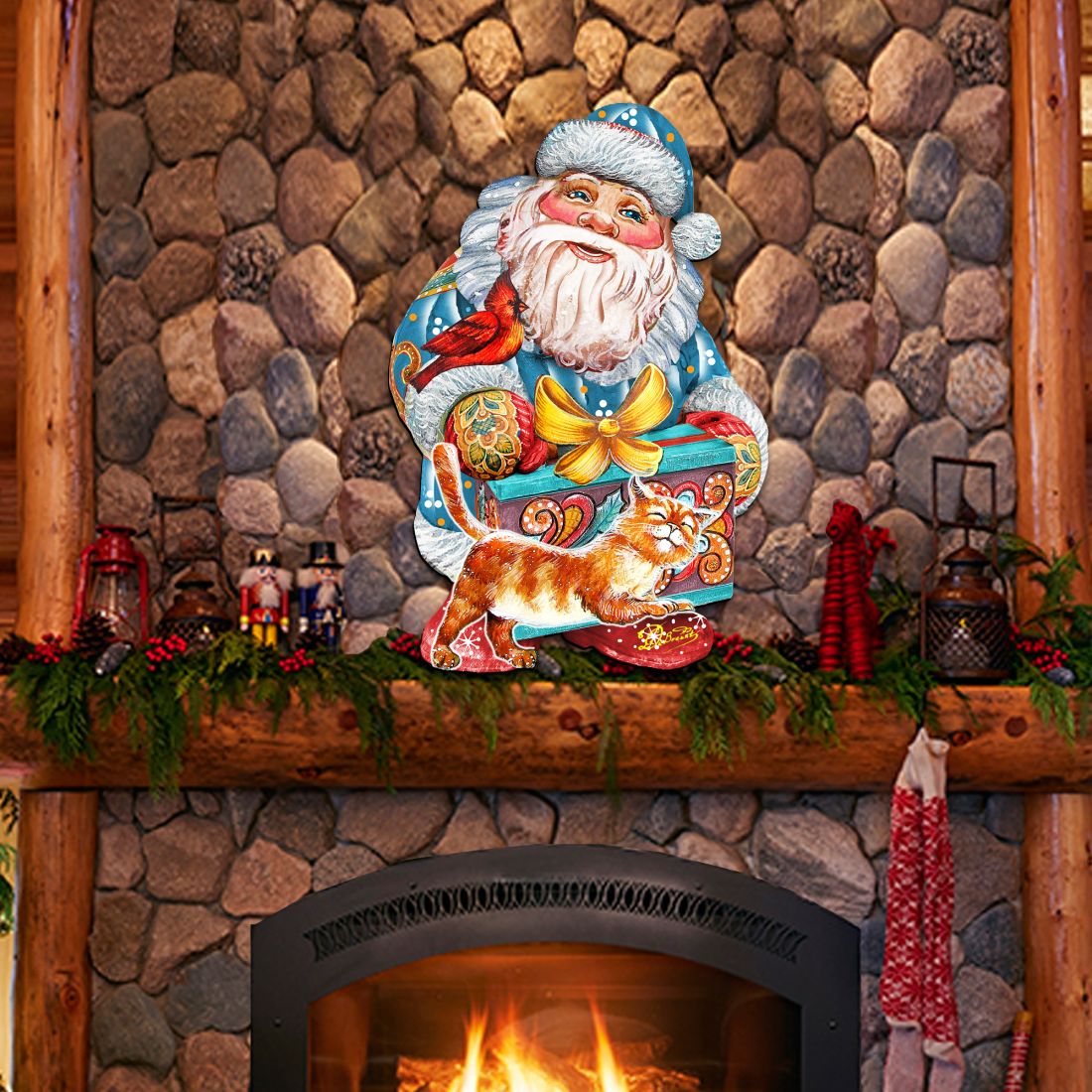 Kitty Santa Christmas Door Decor by G. DeBrekht - Christmas Santa Snowman Decor - 8119175H