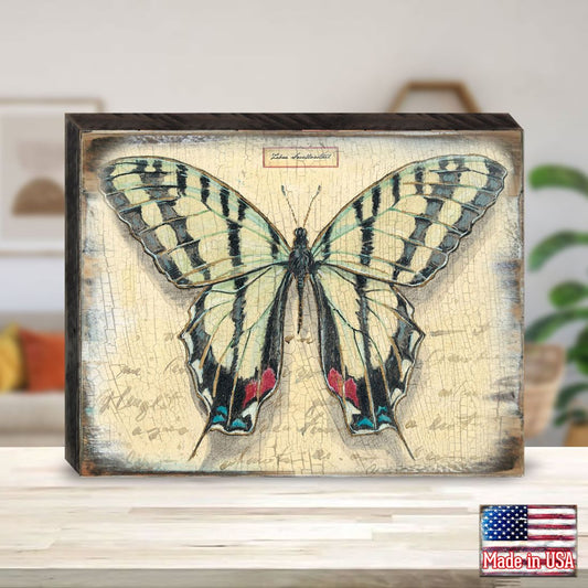 Mykonos Vintage Butterfly Wooden Wall Art by Nature Wonders - Nature Wildlife Decor  - 95315B