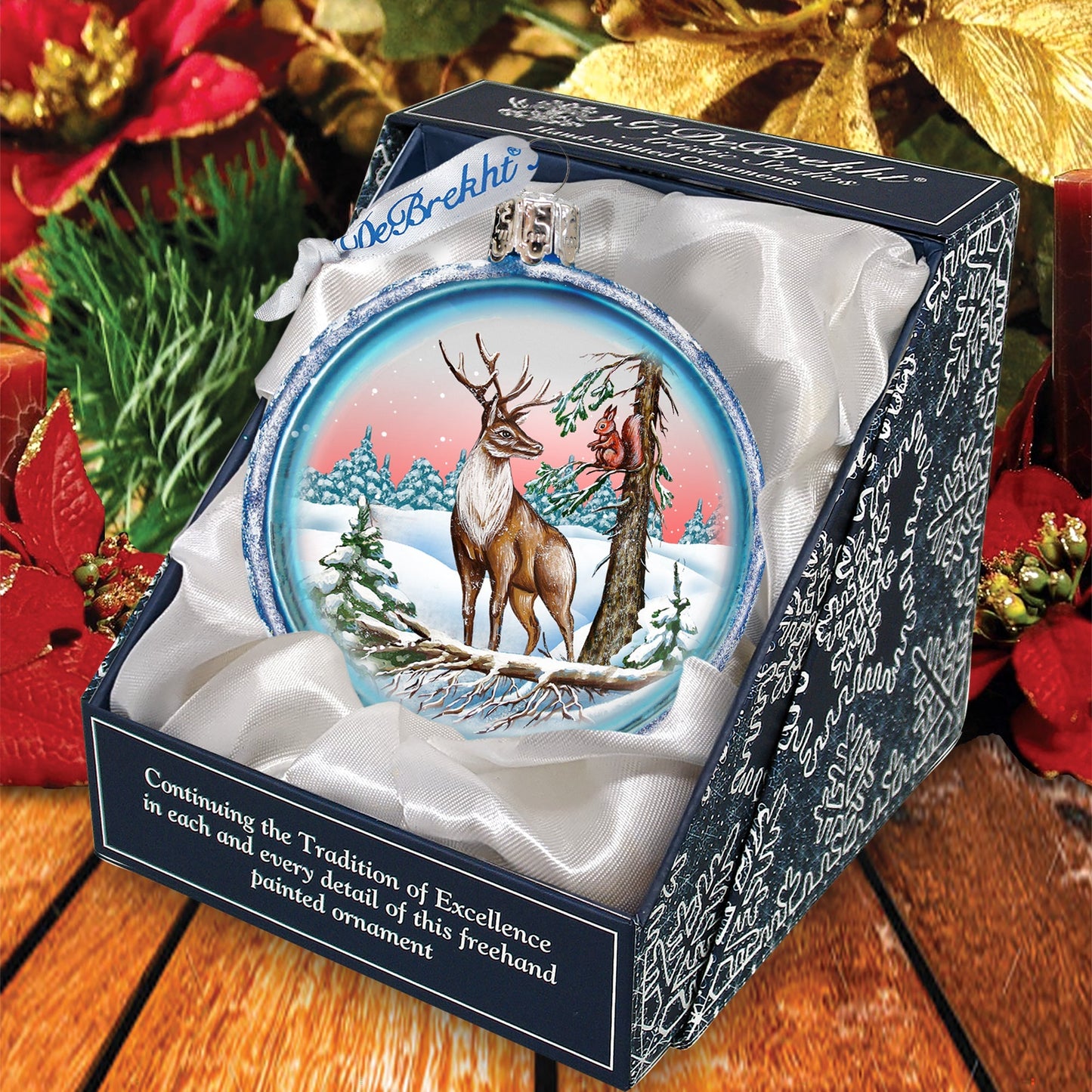 Reindeer Ball Glass Ornament by G. DeBrekht - Wildlife Holiday Decor - 73410