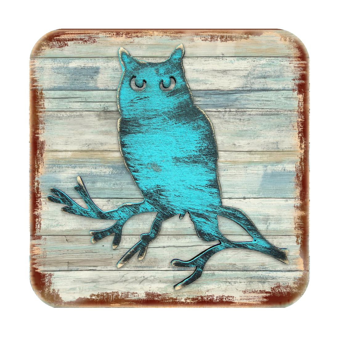 Owl Wooden Cork Coasters Gift Set of 4 by Nature Wonders - Nature Wildlife Decor  - 8198218-9C-S4