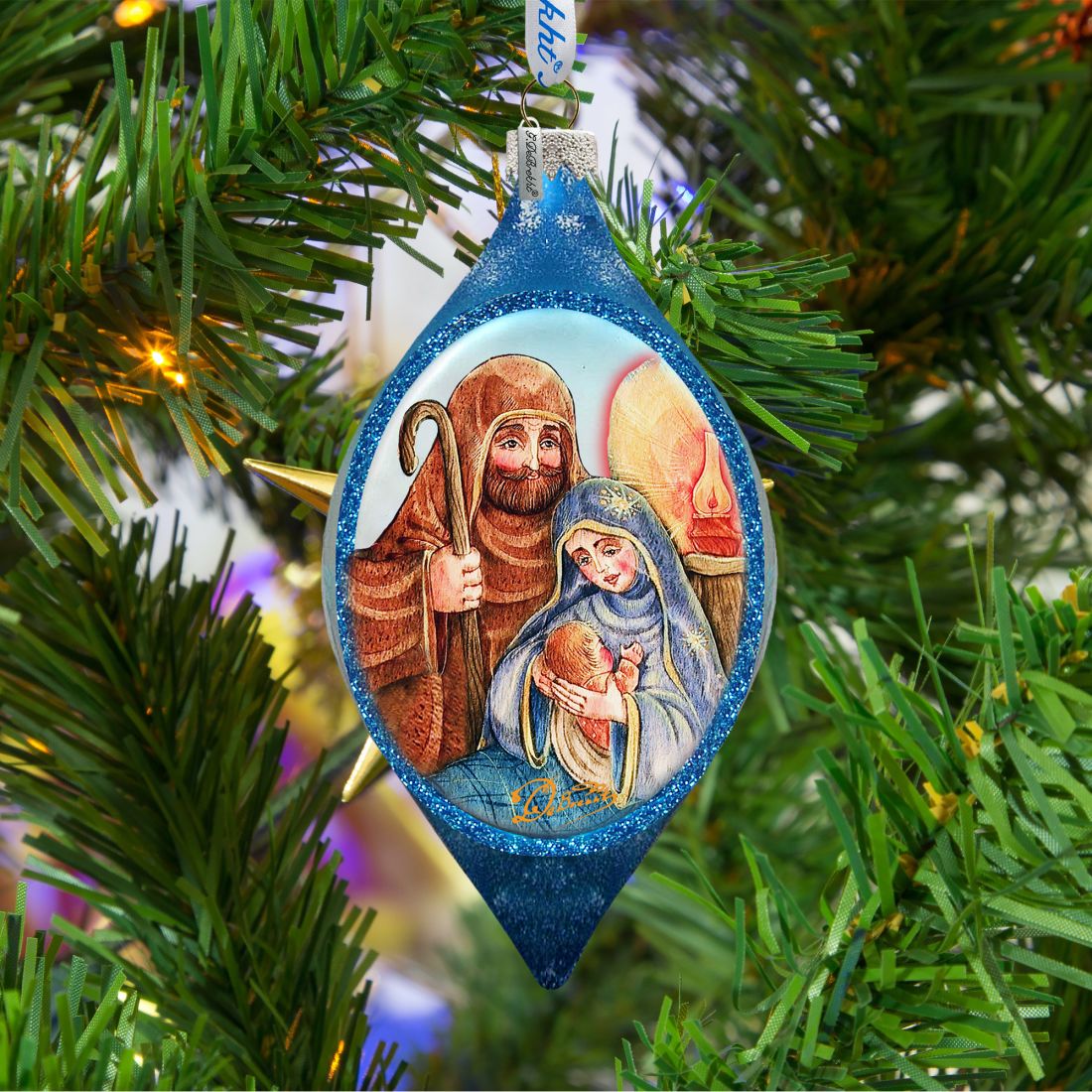 Nativity Drop Glass Ornament by G. DeBrekht - Nativity Holiday Decor - 757-021