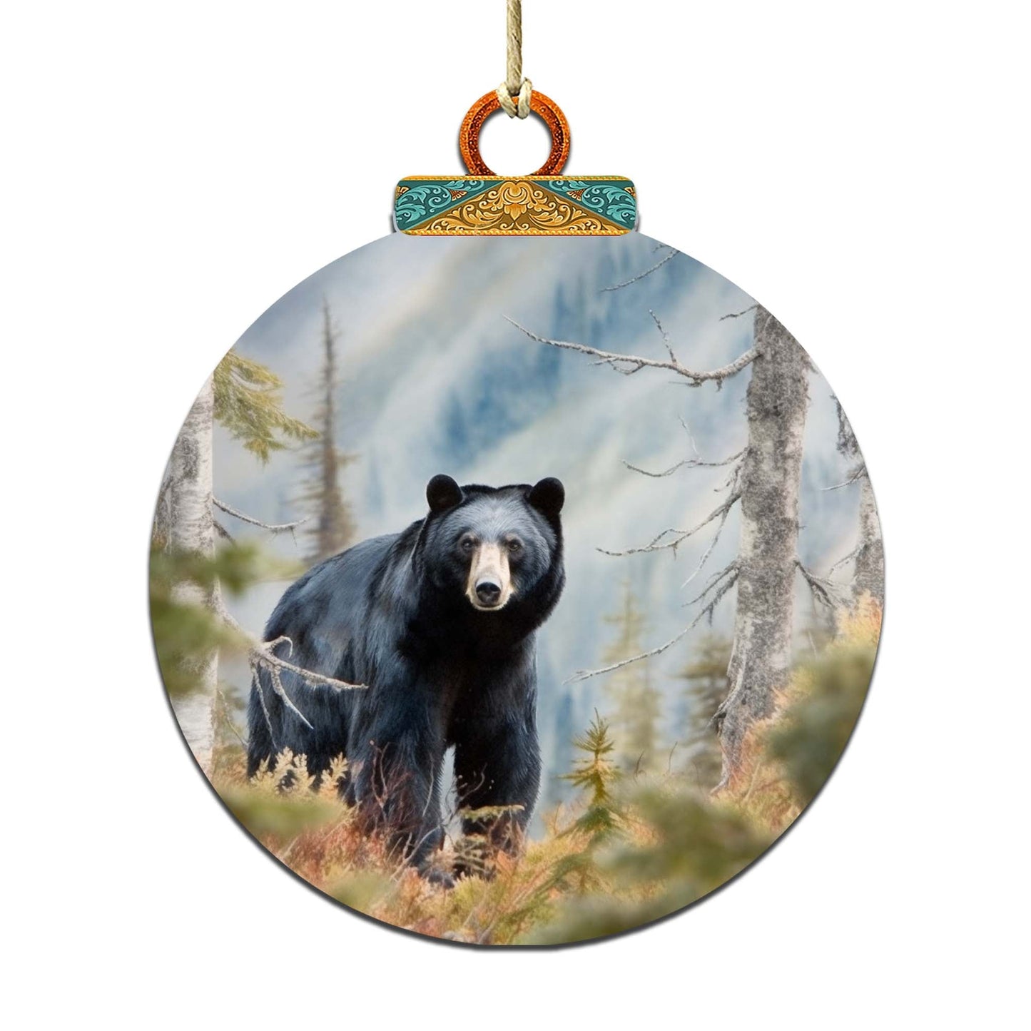 Alaskan Black Bear Journey Wooden Ornaments by G.Debrekht - Wildlife Holiday Decor - 870072