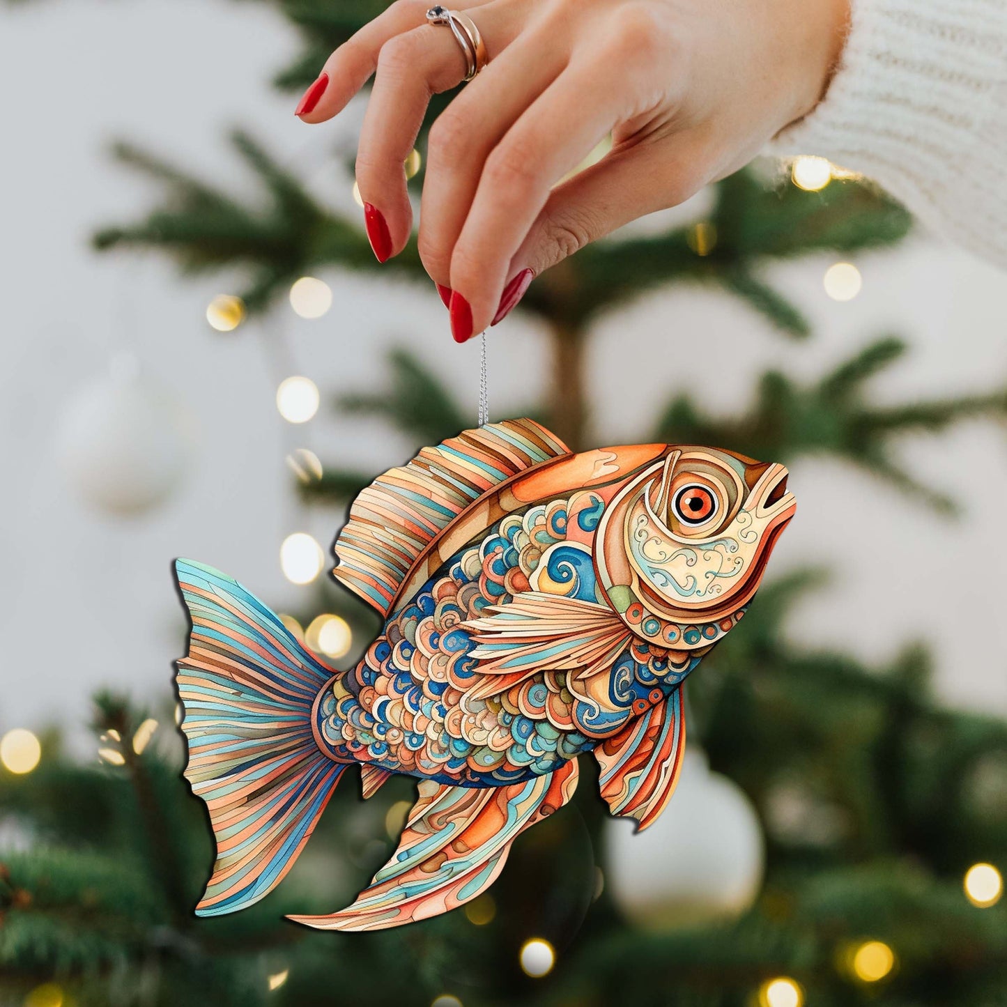 Coastal Fish Decorative Wooden Ornaments Set of 3 by G. Debrekht - Coastal Decor - 8091034-S3