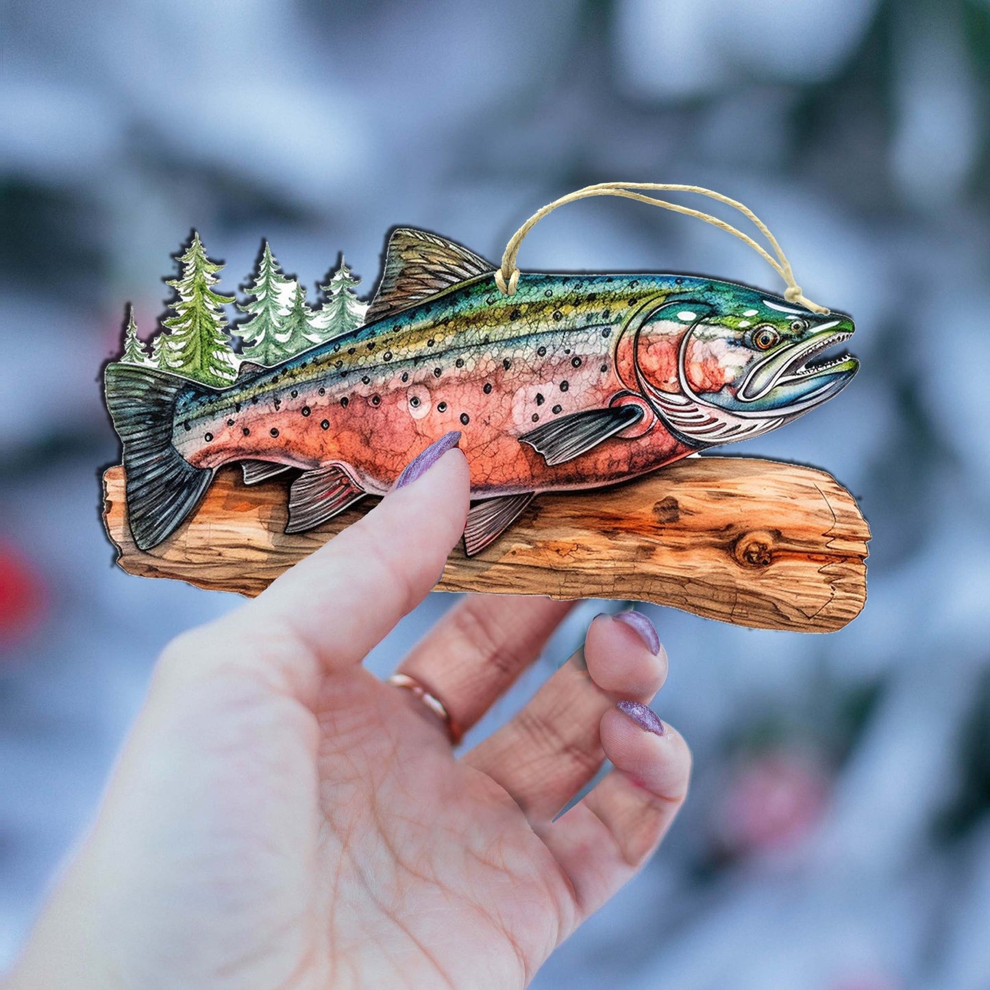 Splendid Sockeye Wooden Ornaments by G.Debrekht - Wildlife Holiday Decor - 8710109-2