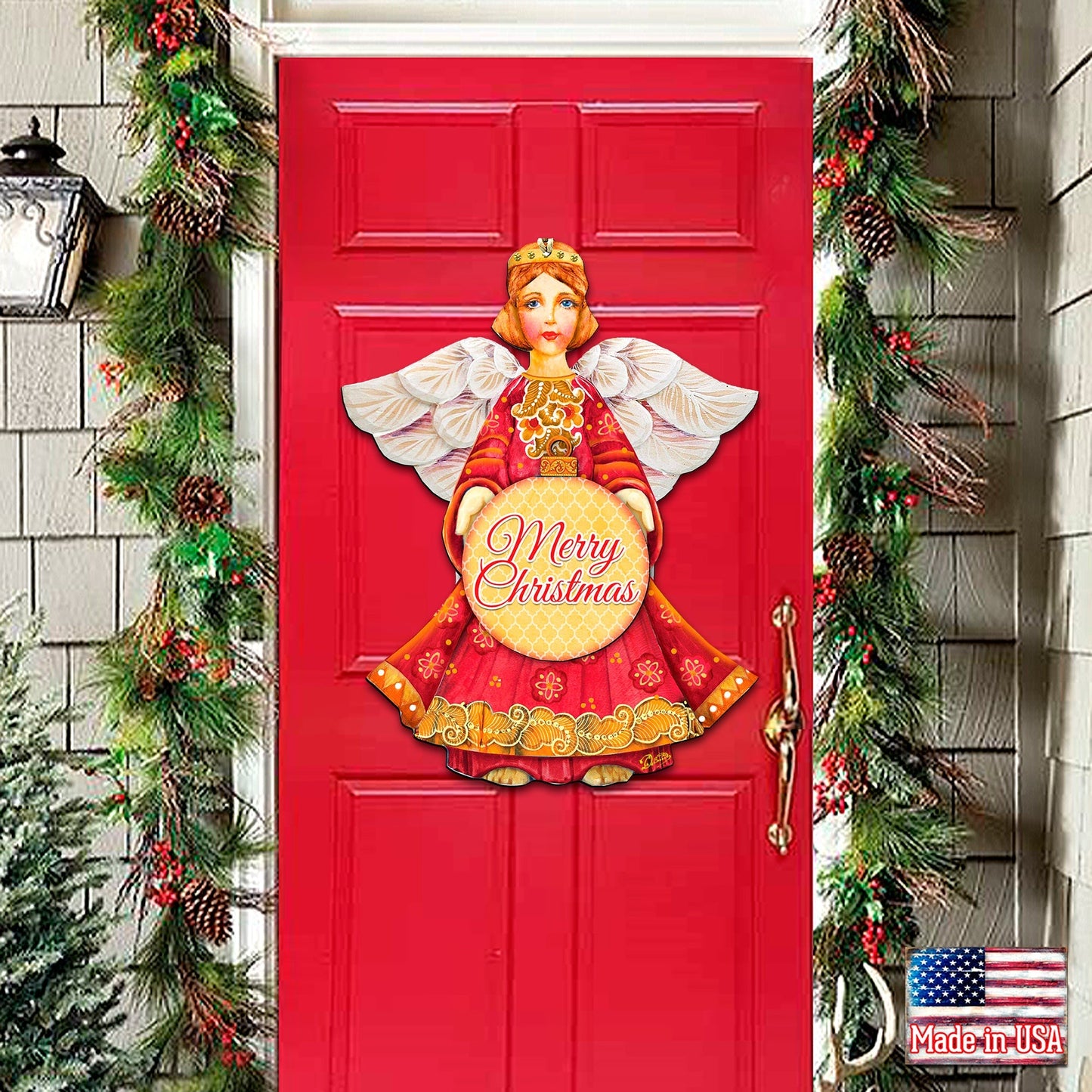 Dated Merry Christmas Angel Door Hanger by G. DeBrekht - Designocracy - 8152722H-MCH