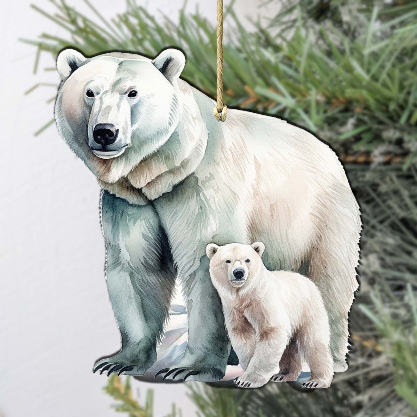 Polar Bear with Cub Wooden Ornaments by G.Debrekht - Wildlife Holiday Decor - 8710105-3