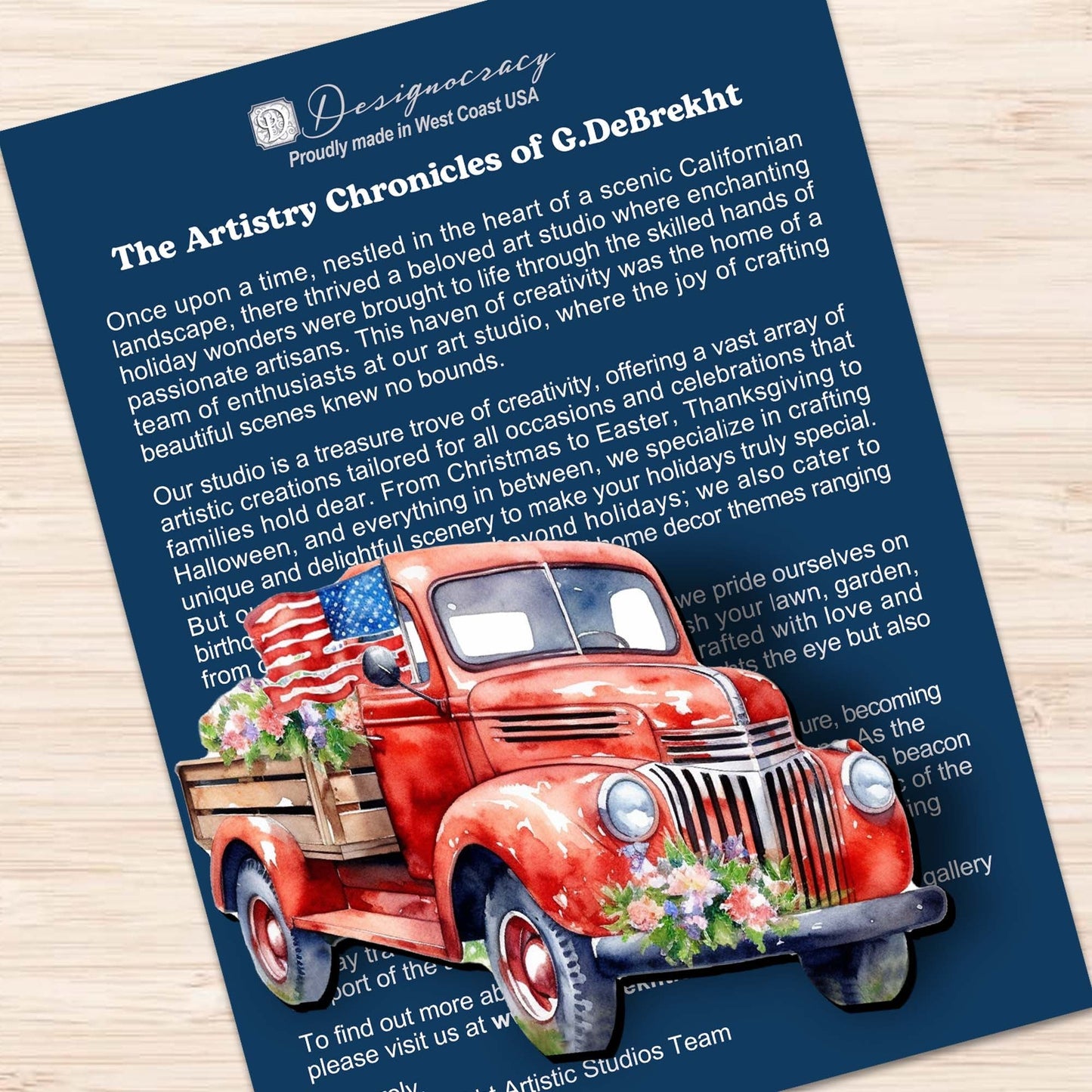 American flag Decorative Wooden Clip-on Ornaments Set of 3 by G. Debrekht - Patriotic Decor - 8091002C-S3