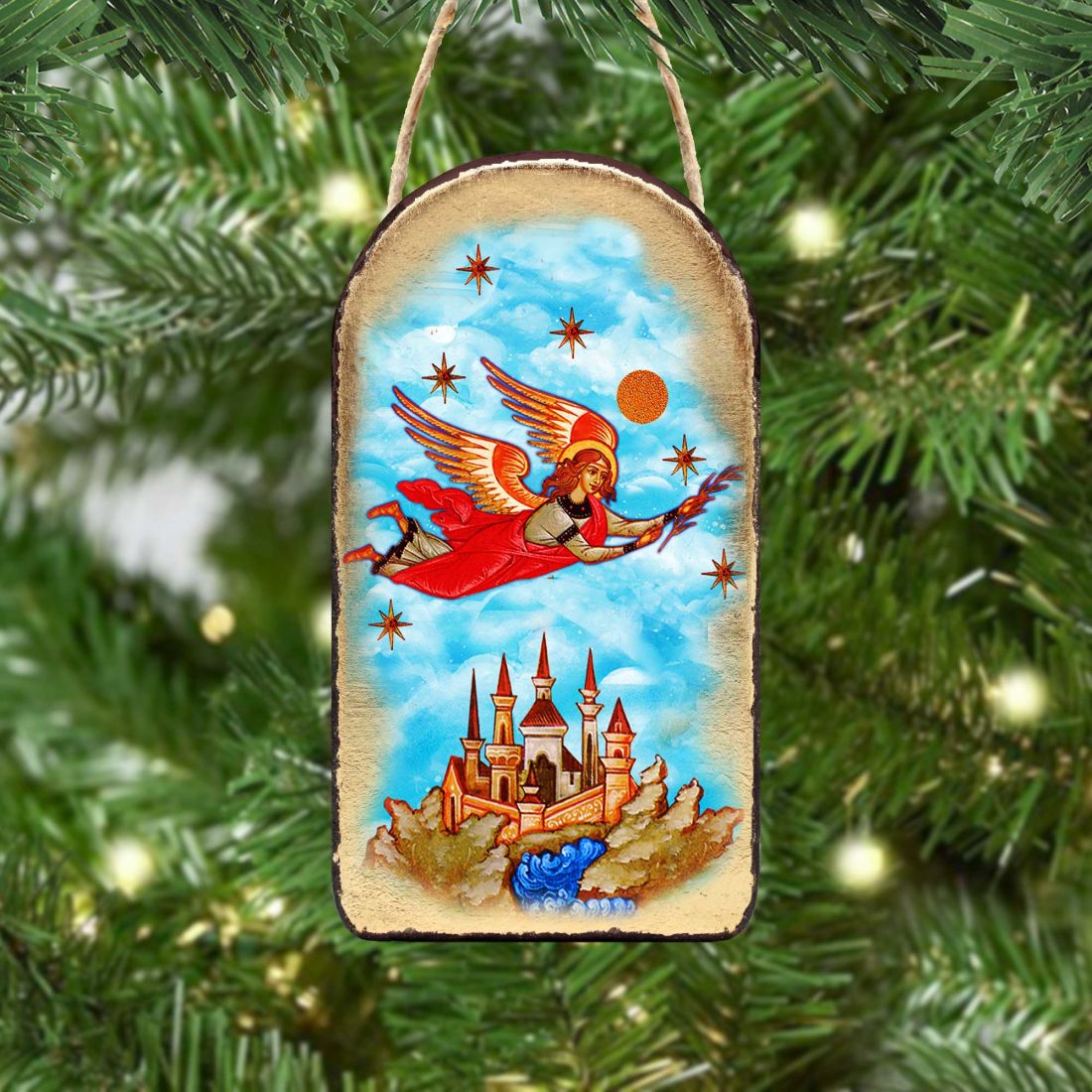 Watching Over Flying Angel Religious Christian Sacred Icon Ornament - Inspirational Icon Decor - 87034