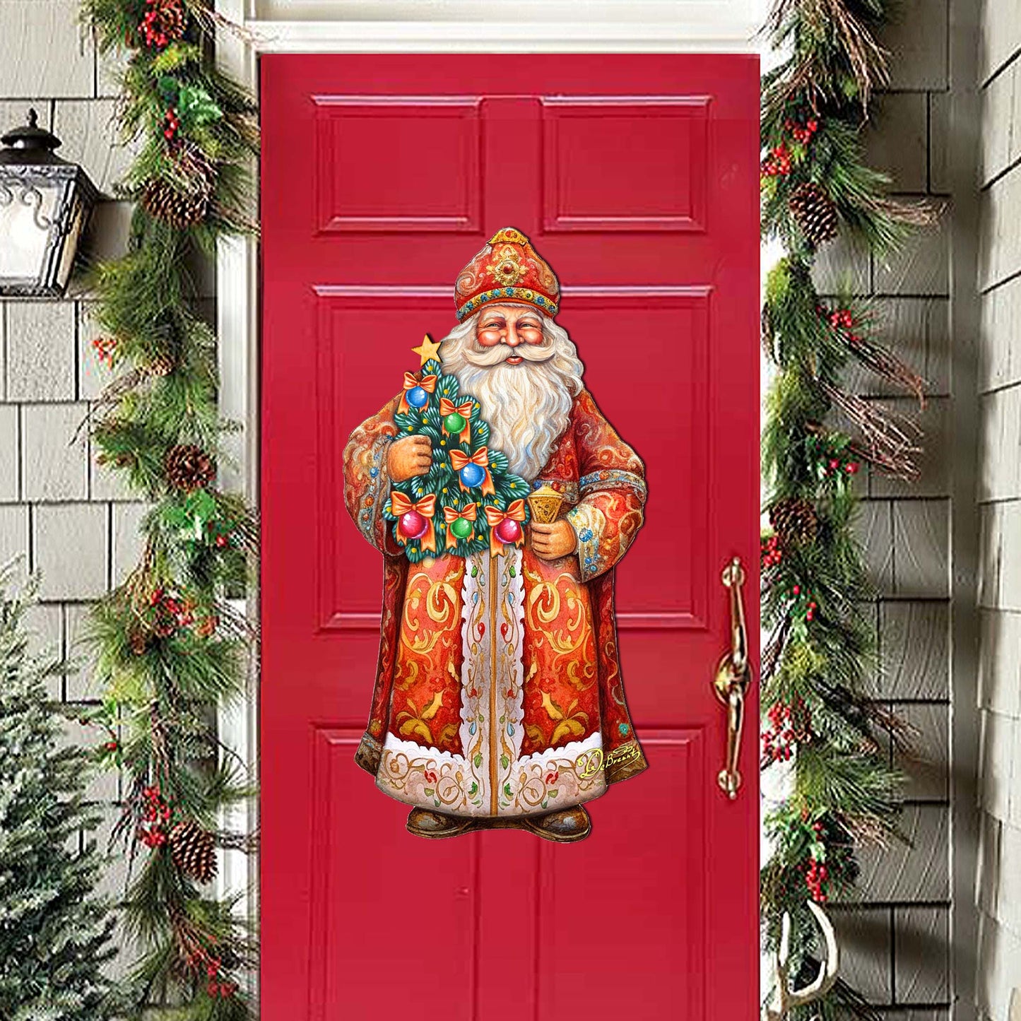 Santa's Tree of Joy Holiday Door Decor by G. Debrekht - Christmas Santa Snowman Decor - 8691418H