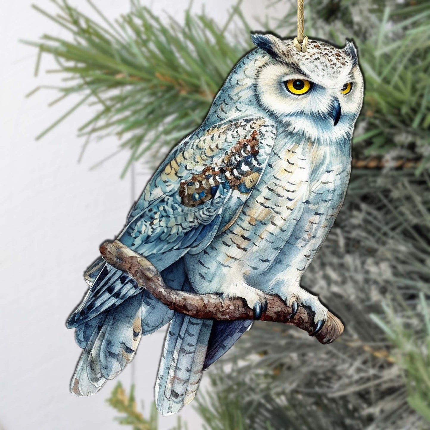 Alaskan Snowy Owl Wooden Ornaments by G.Debrekht - Wildlife Holiday Decor - 8710004-5