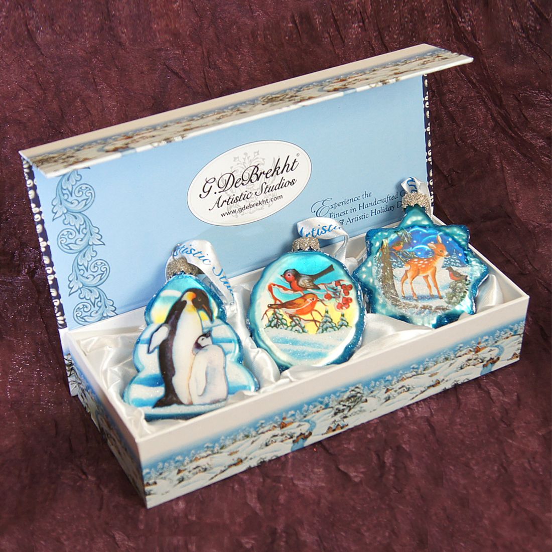 Forest Friends Mercury Glass Ornaments Set of 3 by G. DeBrekht - Wildlife Holiday Decor - 770105S3