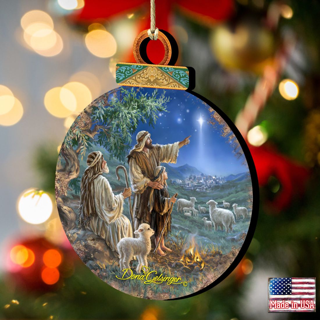 Shepherds afield Wooden Ornaments by Gelsinger - Nativity Holiday Decor - 8021121-1557