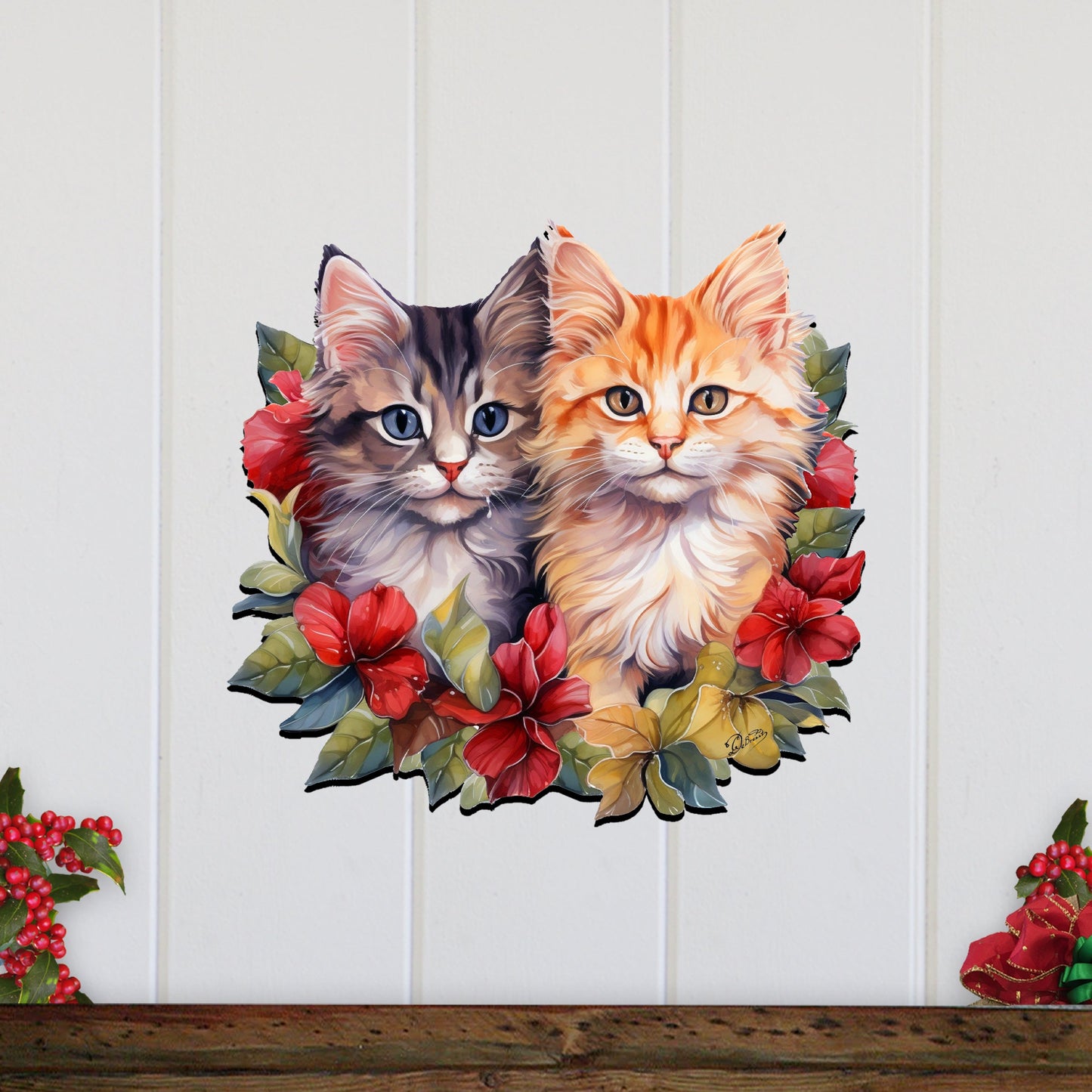 Cute Kittens Holiday Door Decor Wall Decor by G. Debrekht - Pets Decor - 8611091H