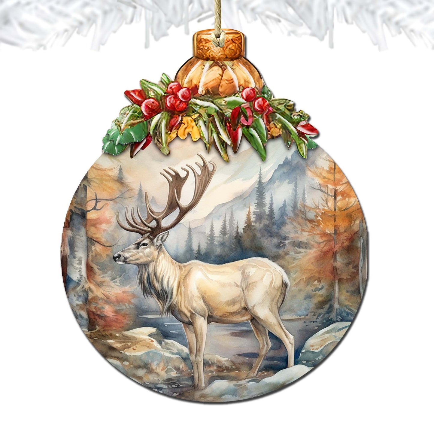 Alaskan Majestic Elk Wooden Ornaments by G.Debrekht - Wildlife Holiday Decor - 870028