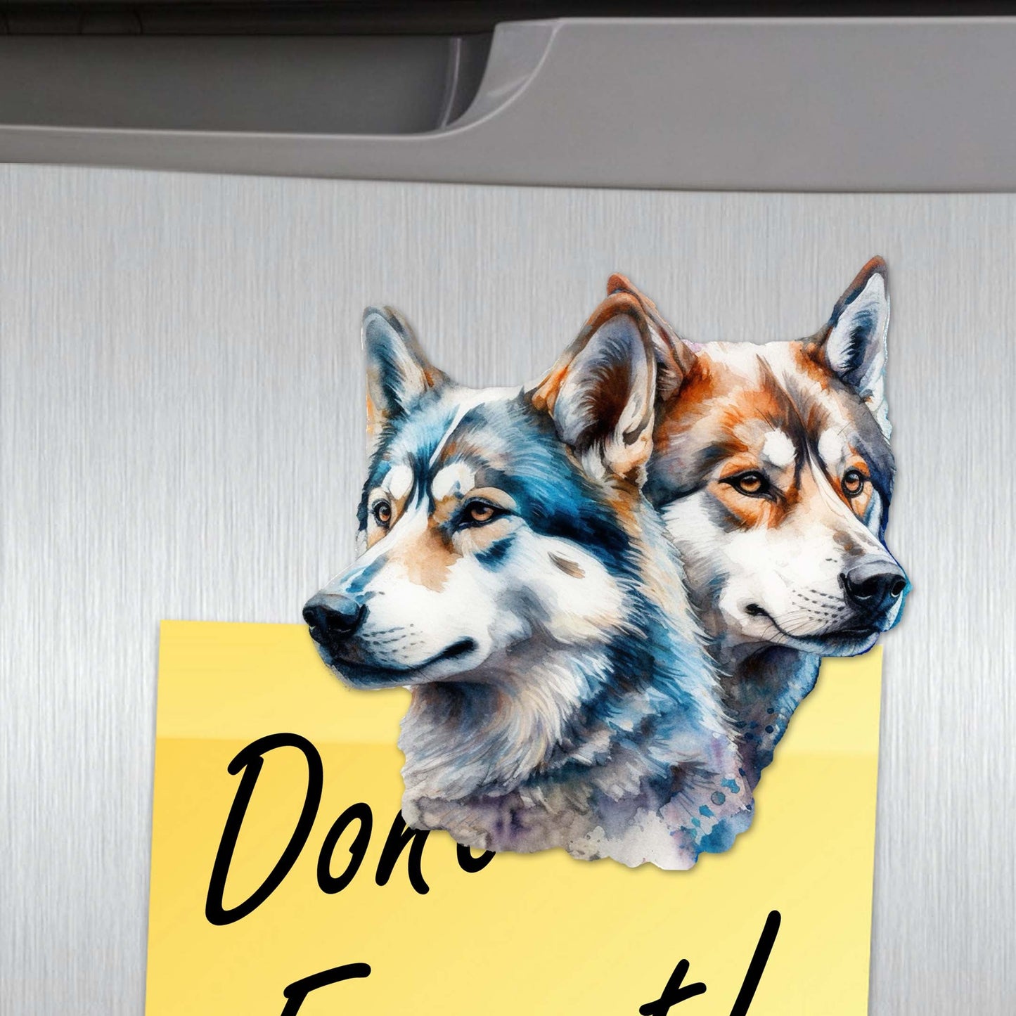 The Graceful Huskies Decorative Wooden Magnets Set of 6 by G. Debrekht - Wildlife Decor - 8090115G-S6