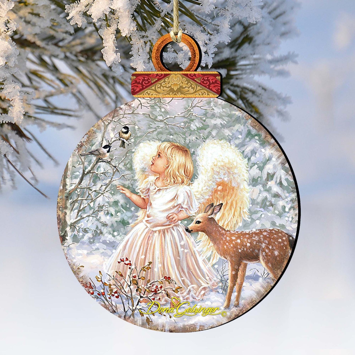 Woodland Angel Deer Wooden Ornaments by Gelsinger - Nativity Holiday Decor - 8021122-1703