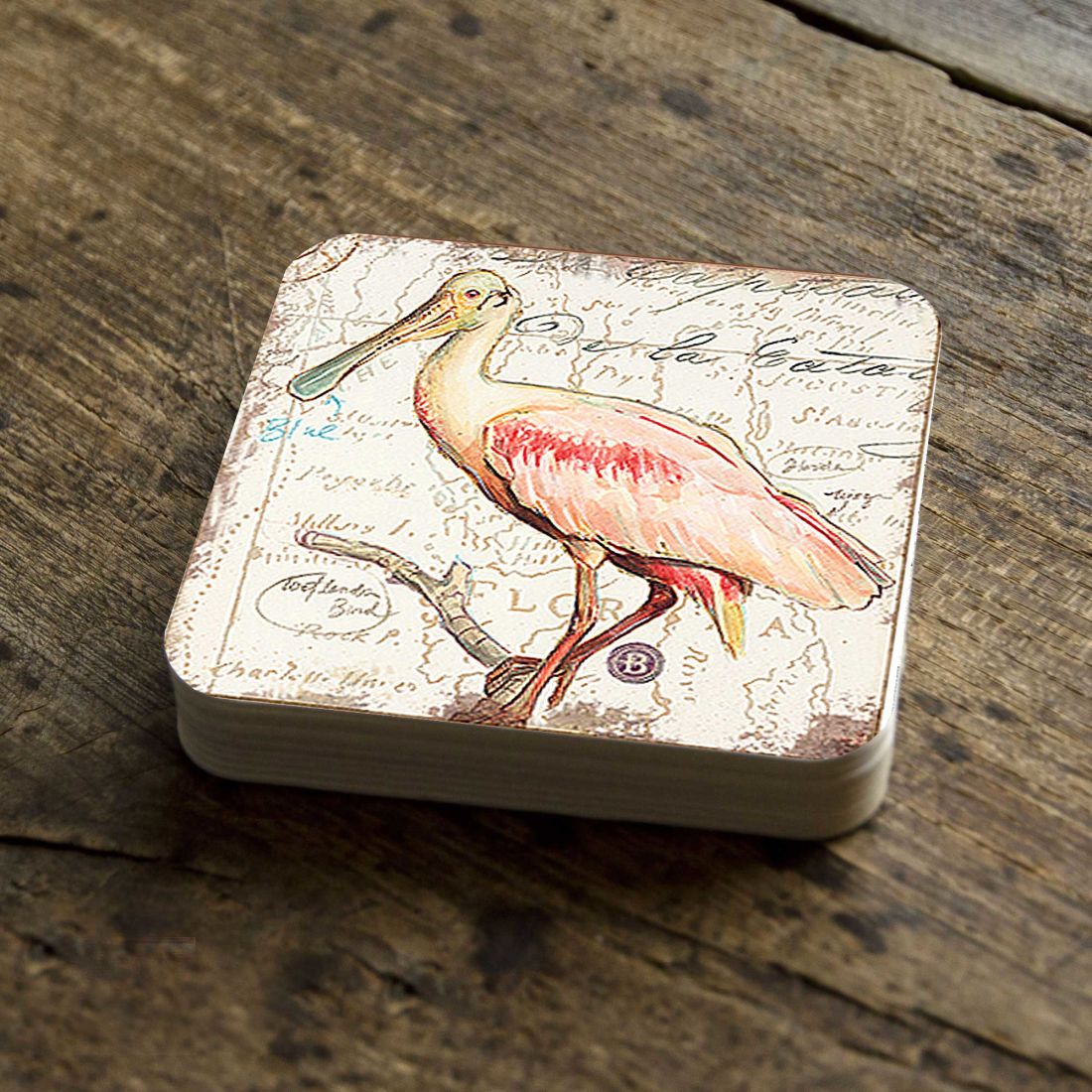 Bird Wooden Cork Coasters Gift Set of 4 by Nature Wonders - Nature Wildlife Decor  - 8198624C-S4