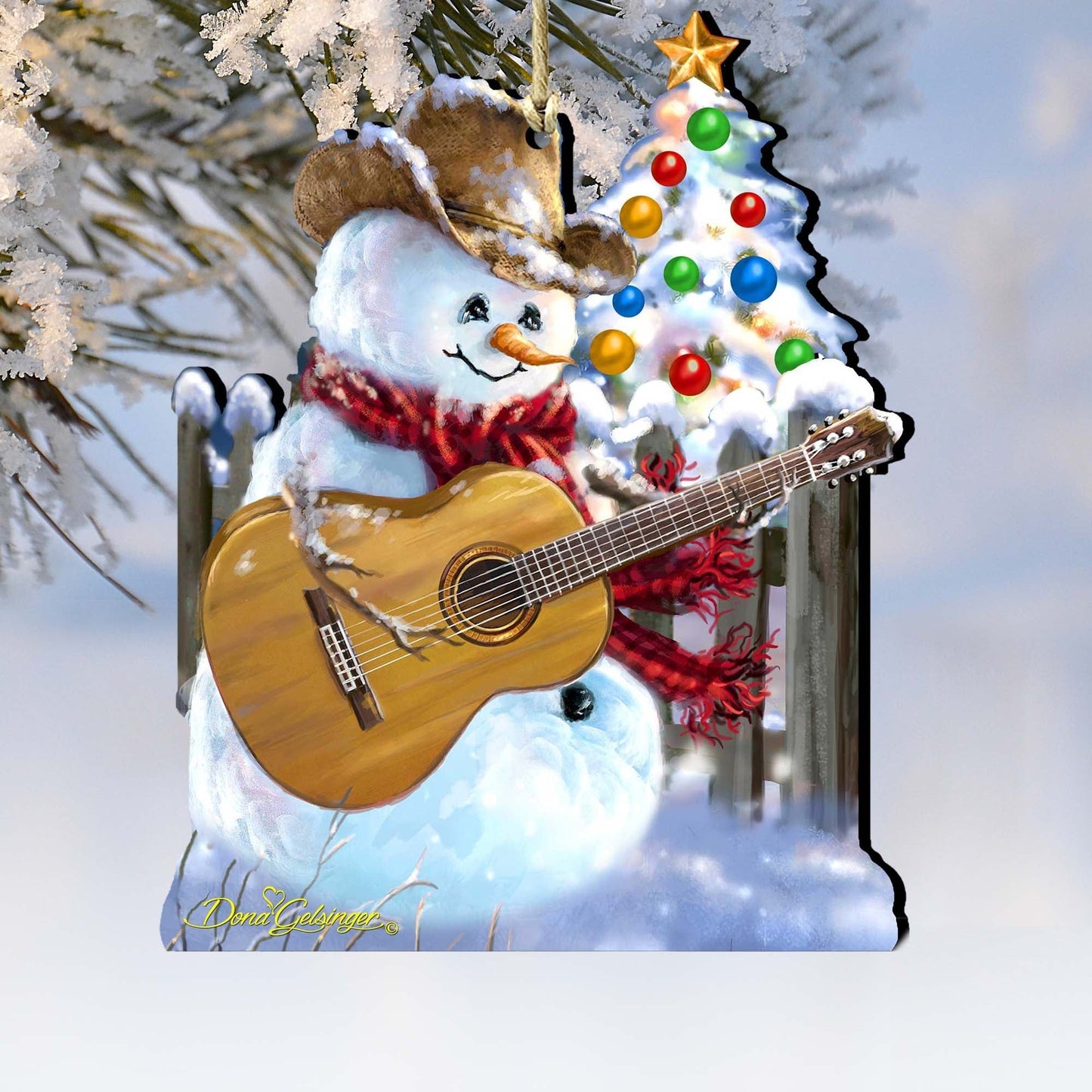 Guitar Rocker Snowman Wooden Ornaments by Gelsinger - Christmas Santa Snowman Decor - 8121120-1531