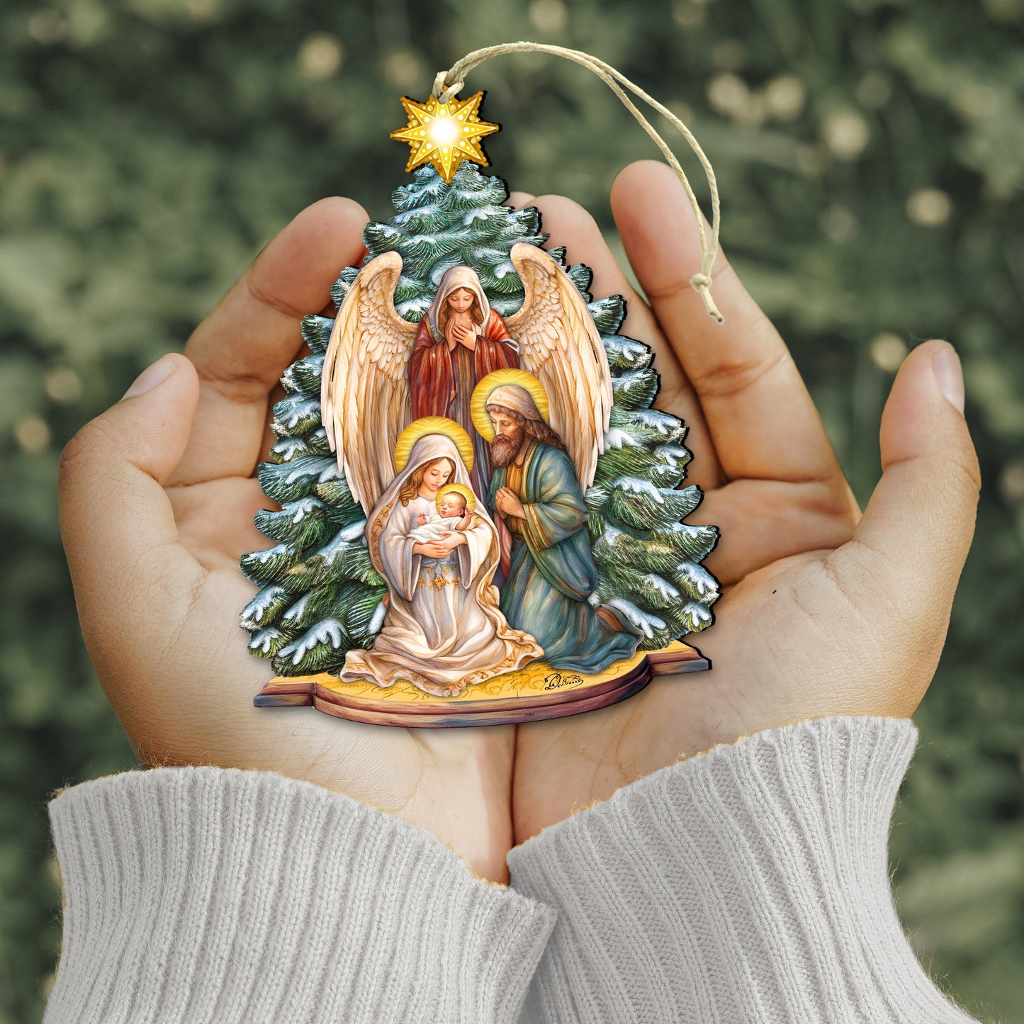 Holy Family Nativity Wooden Ornaments by G. DeBrekht Nativity Holiday Decor - 8611042
