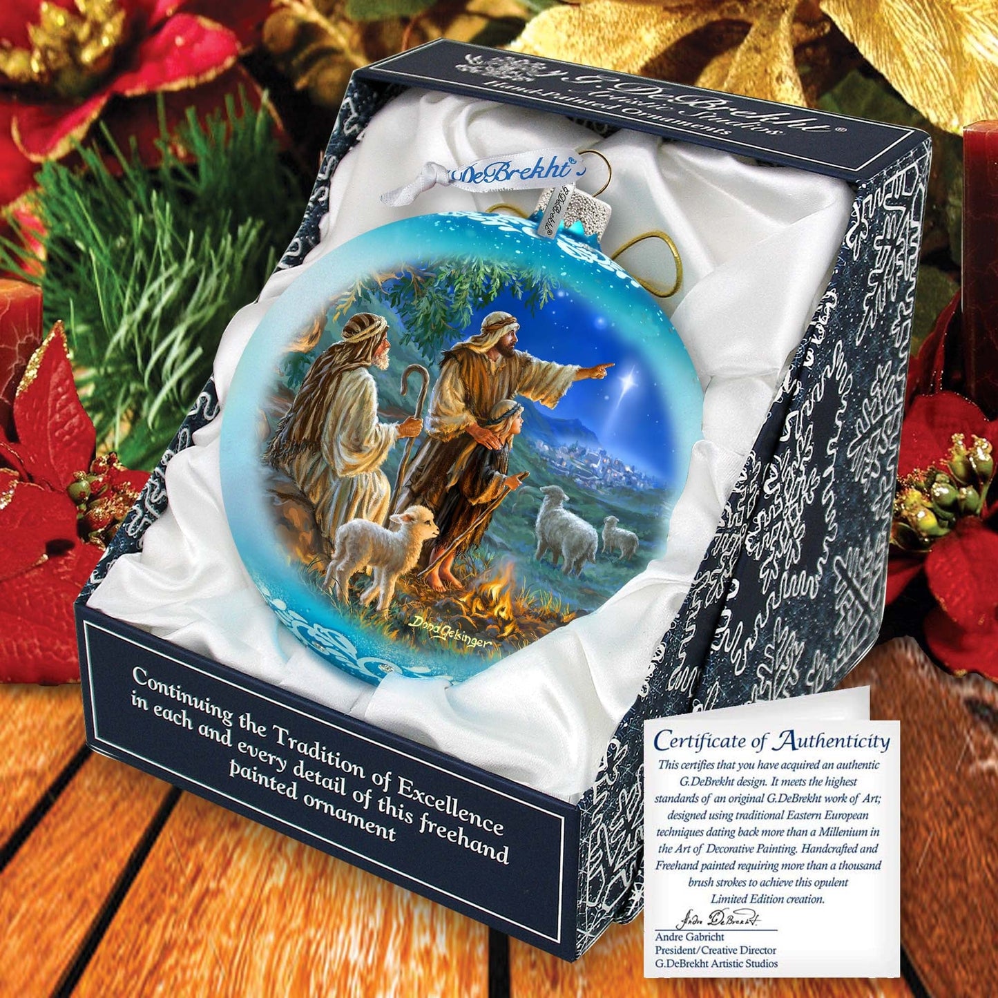 Shepherds Keeping Watch Lg Glass Ornament by D. Gelsinger - Nativity Holiday Decor - 73954