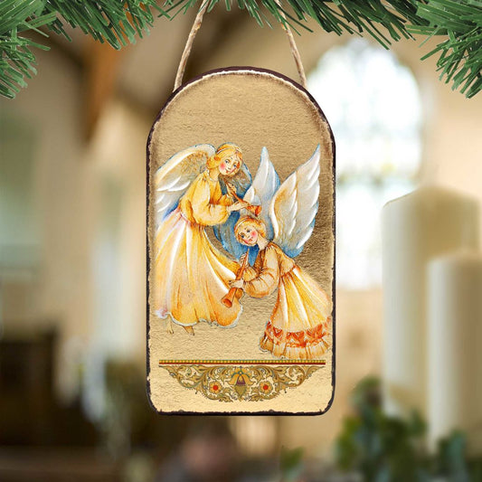 Angels Watching Over You Religious Christian Sacred Icon Ornament - Inspirational Icon Decor - 87046